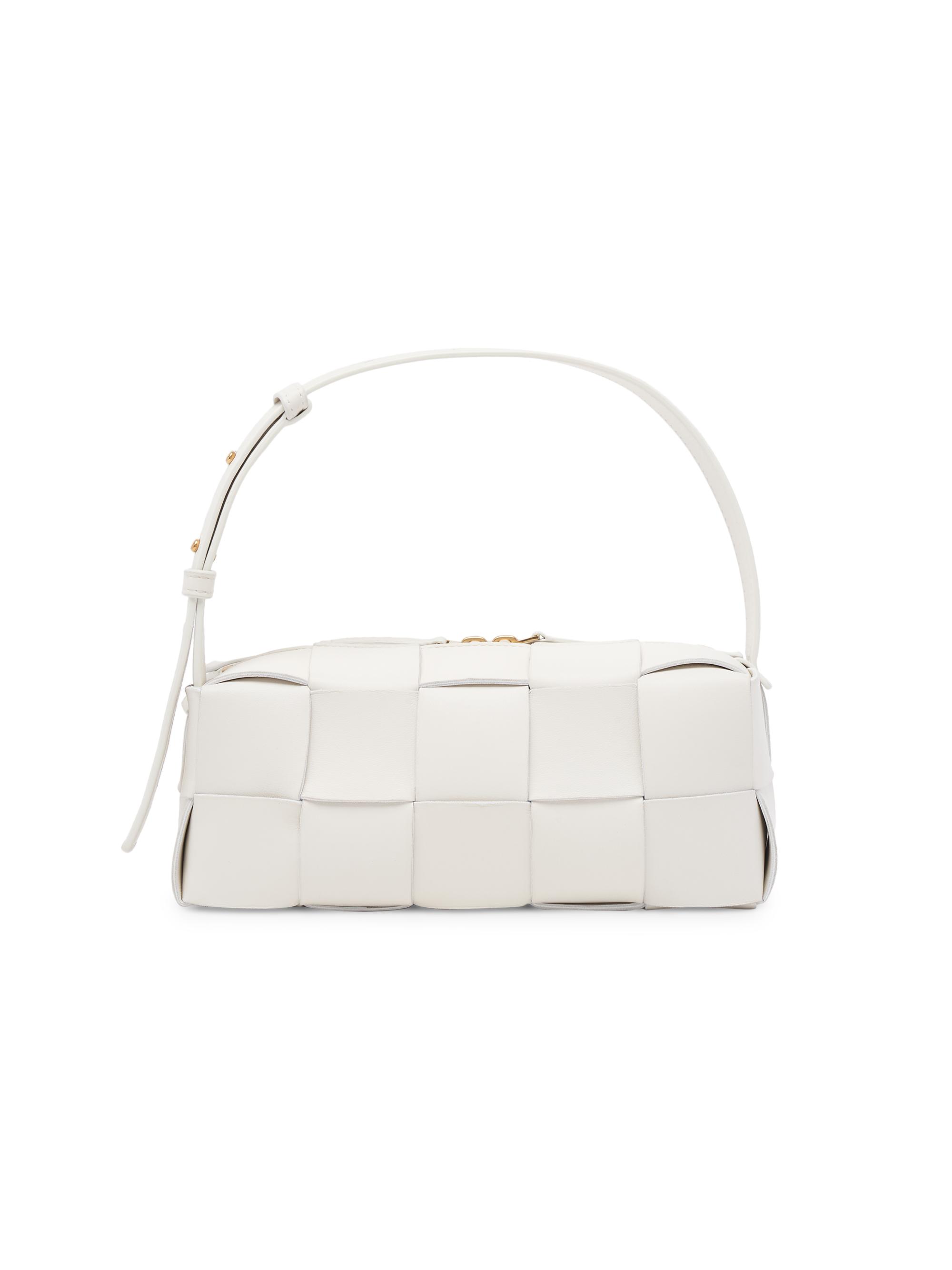 Bottega Veneta Women's  Brick Cassette Leather Shoulder Bag - White Gold