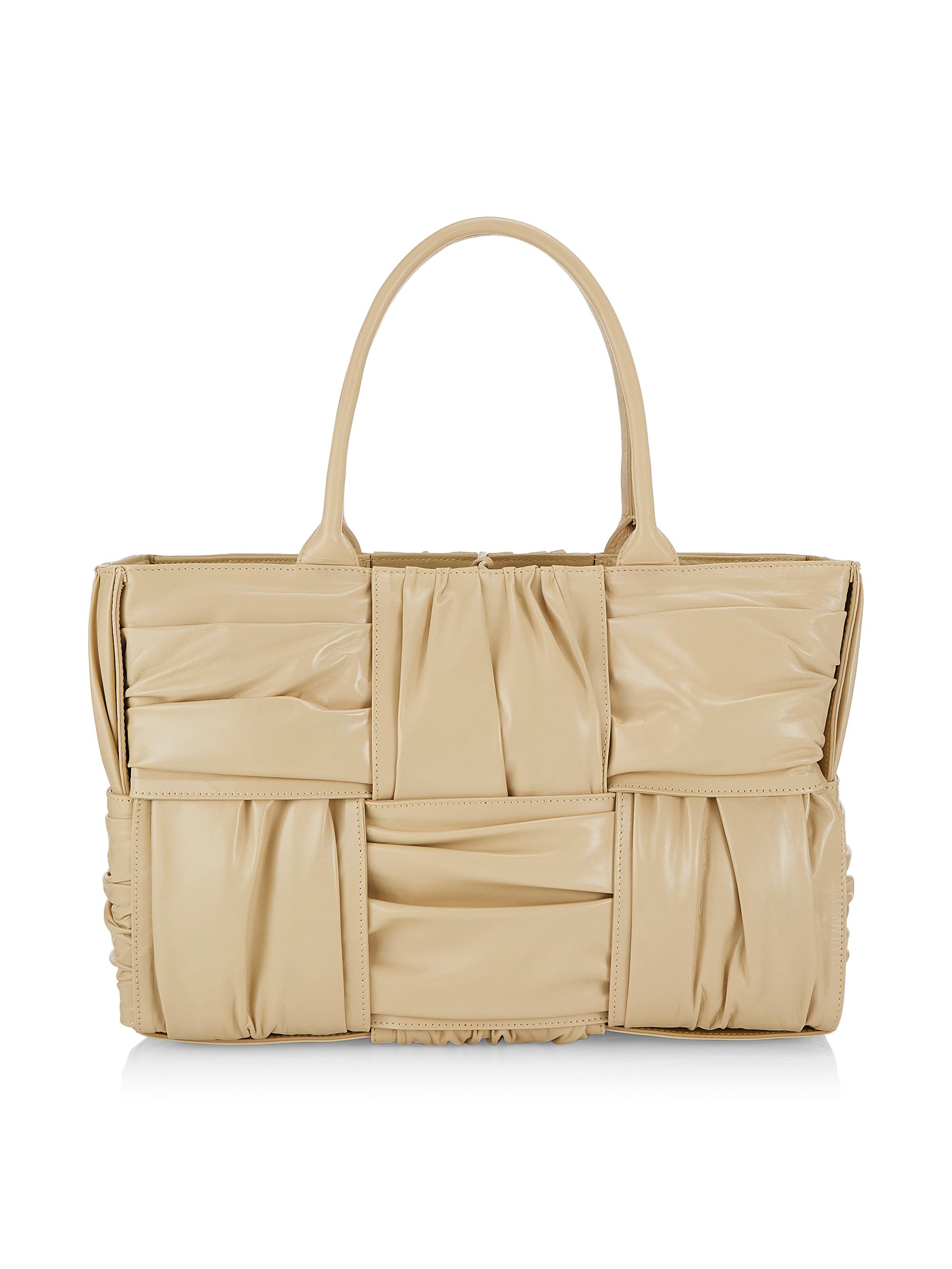 Bottega Veneta Women's  Arco Ruched Leather Tote - Porridge