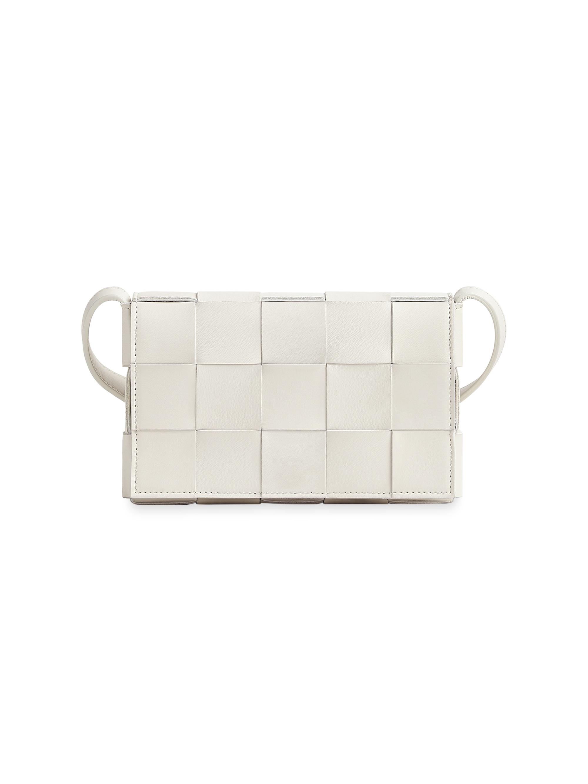 Bottega Veneta Women's  Cassette Leather Crossbody Bag - White Gold