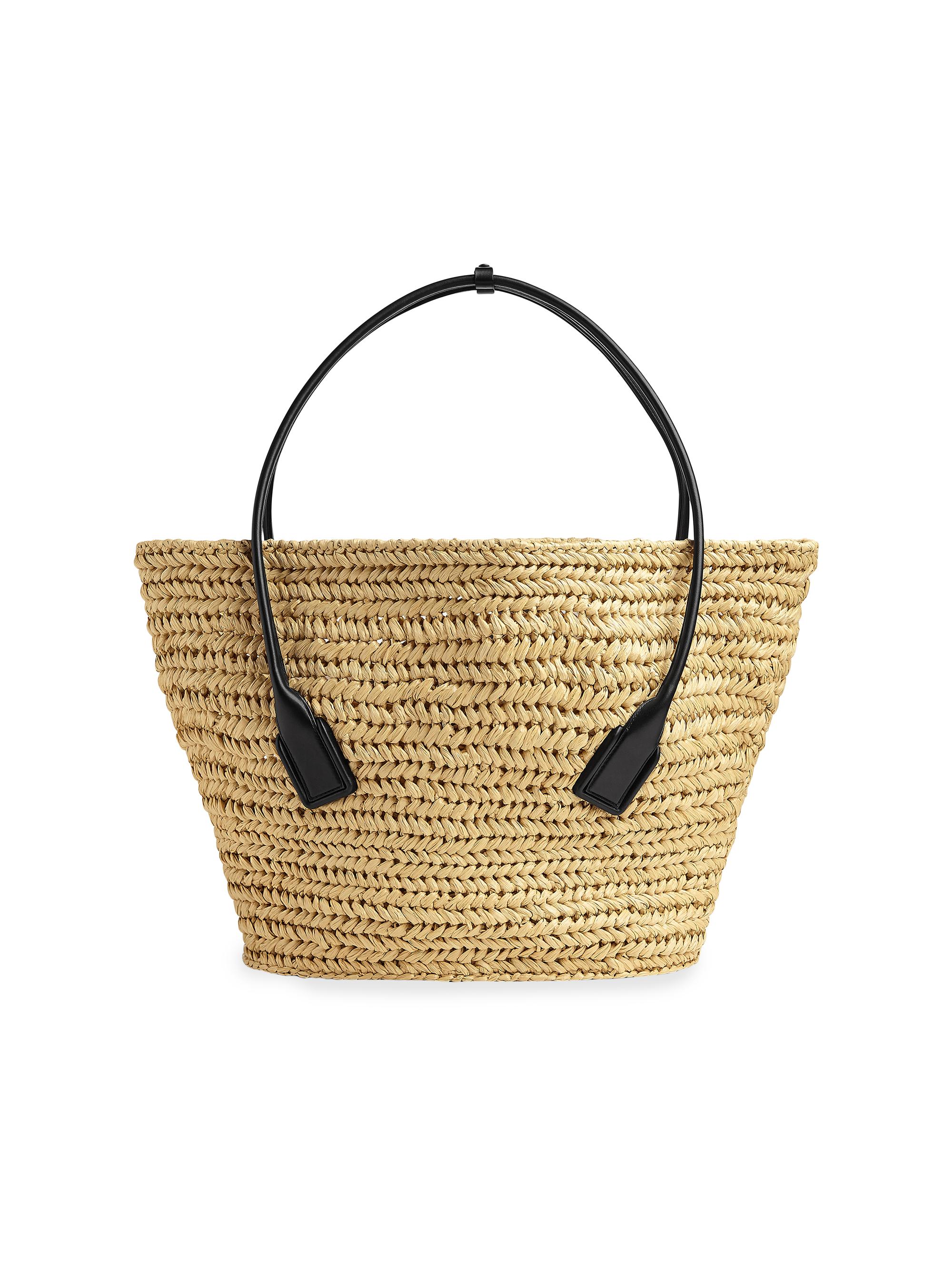 Bottega Veneta Women's Mini Arco Woven Raffia Tote - Natural Black