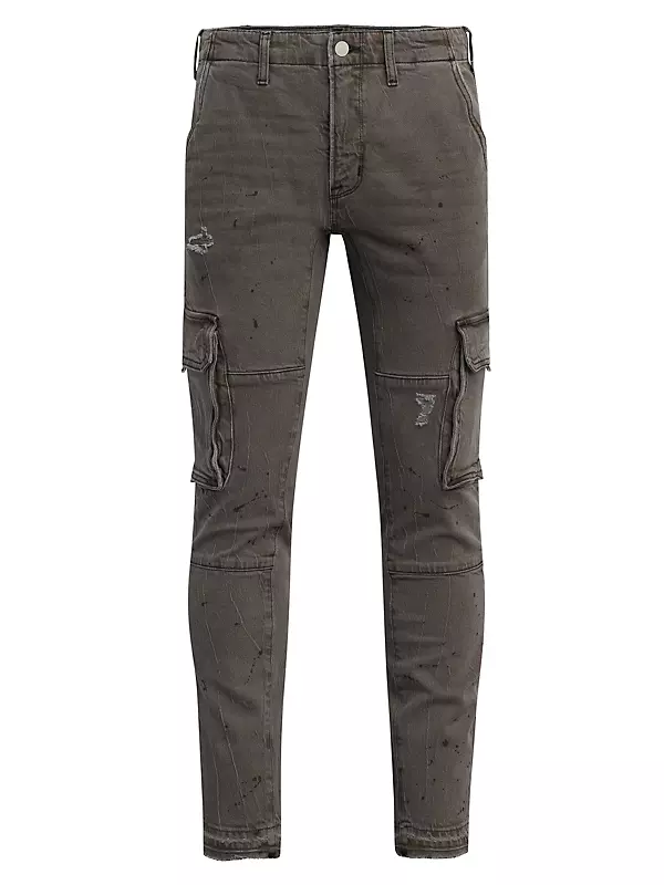 Mens New Cargo Jeans Soft Denim Cargo Pants Relaxed Fit 6 Pockets
