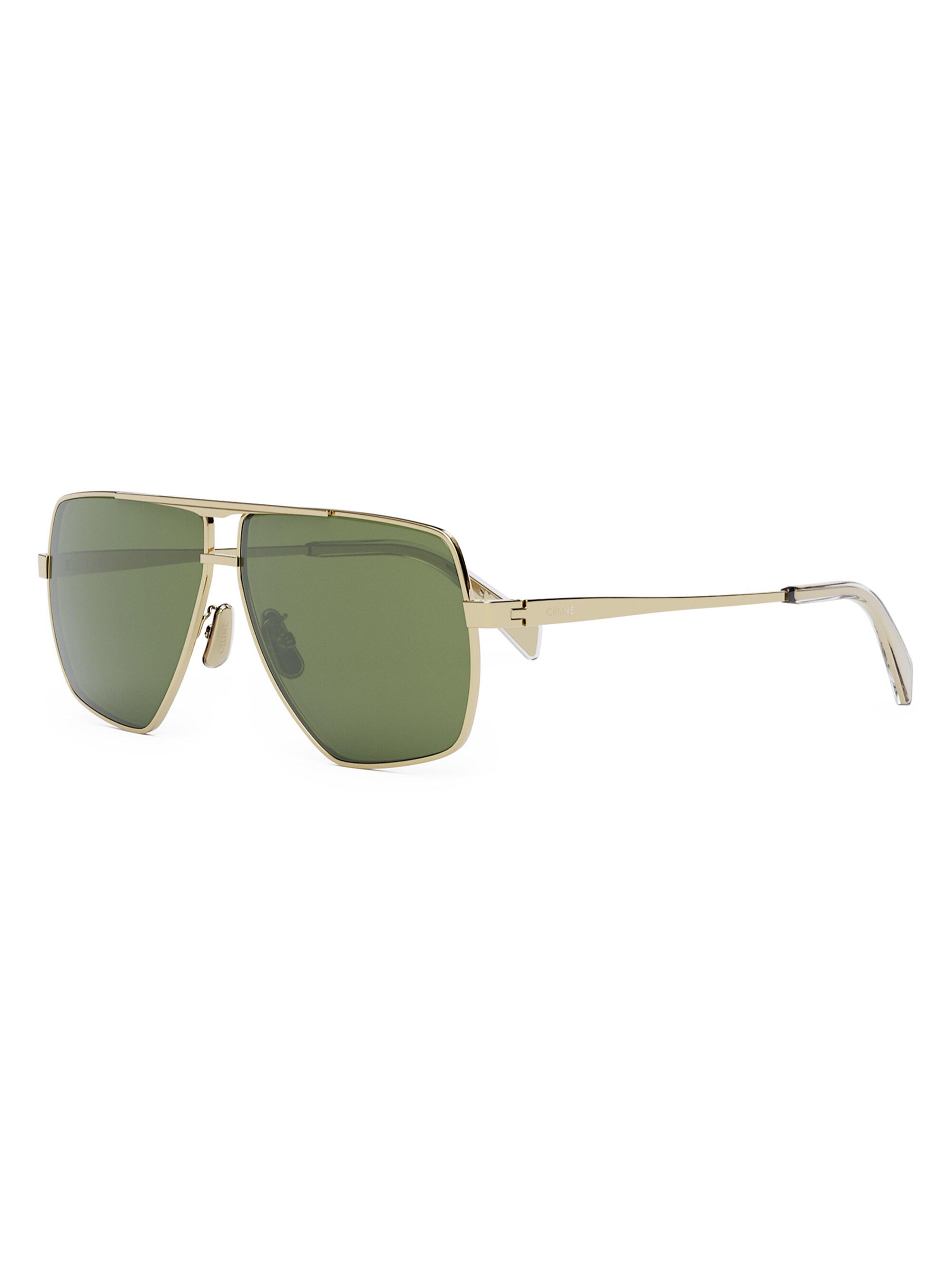 CELINE Men's Rectangular 58MM Metal Sunglasses - Shiny Gold Green