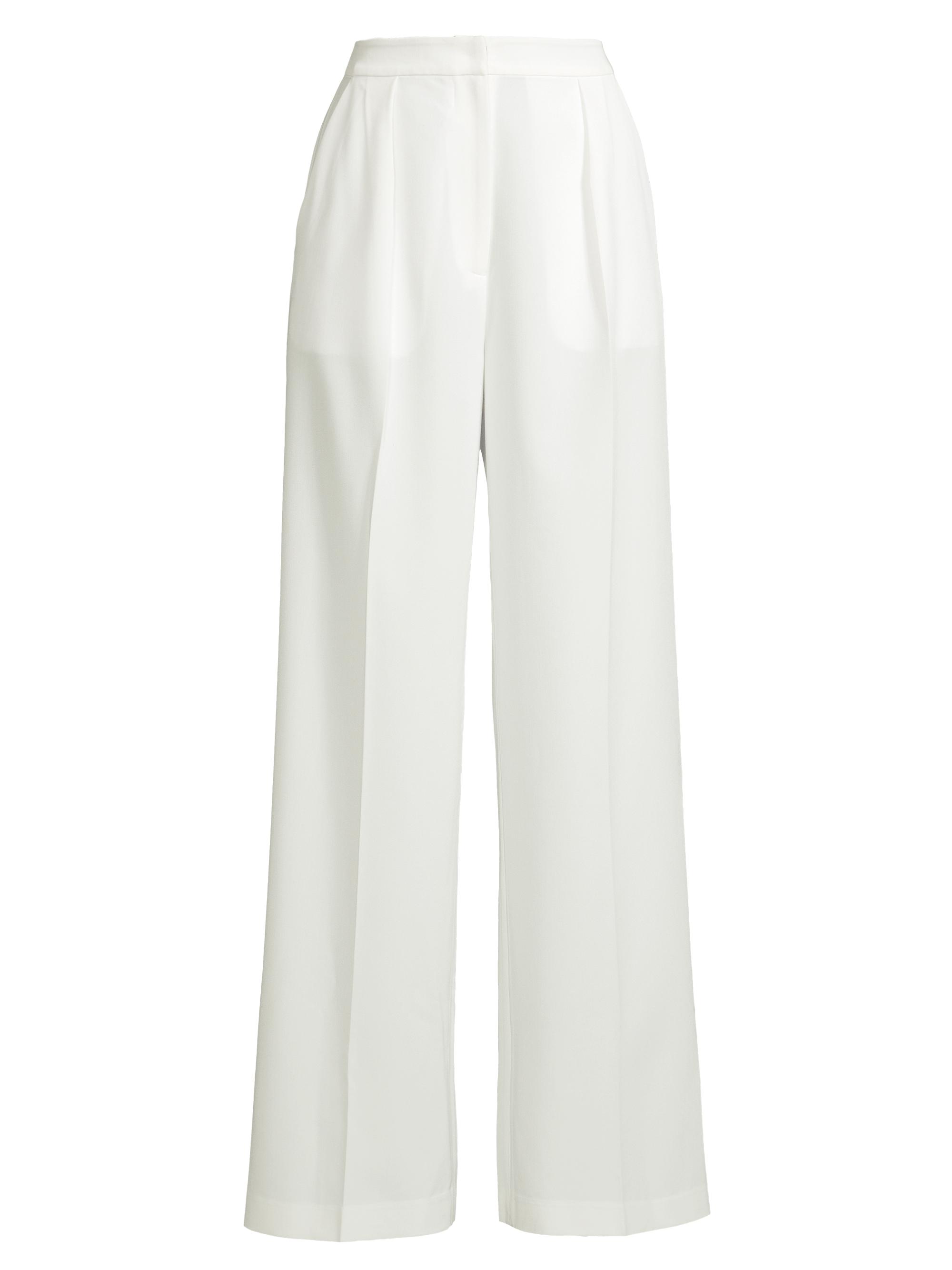 Misook Women's Tailored Wide-Leg Chiffon Pants - White