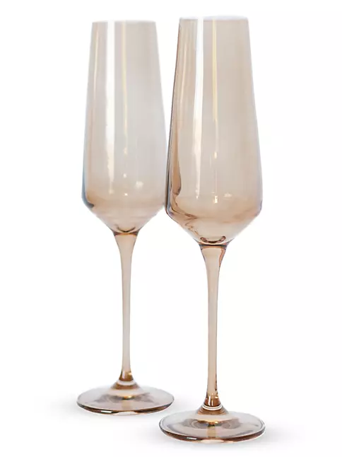 Champagne Flutes 9 Tall Blue And Clear Glass Made of recycled