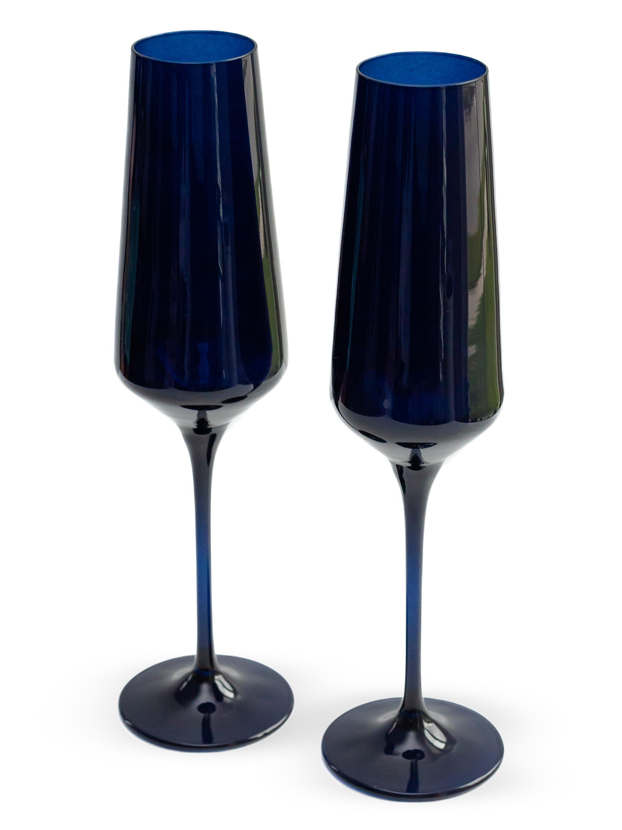 Estelle Colored Glass Estelle Color 2-Piece Champagne Flute Glass Set - Midnight Blue
