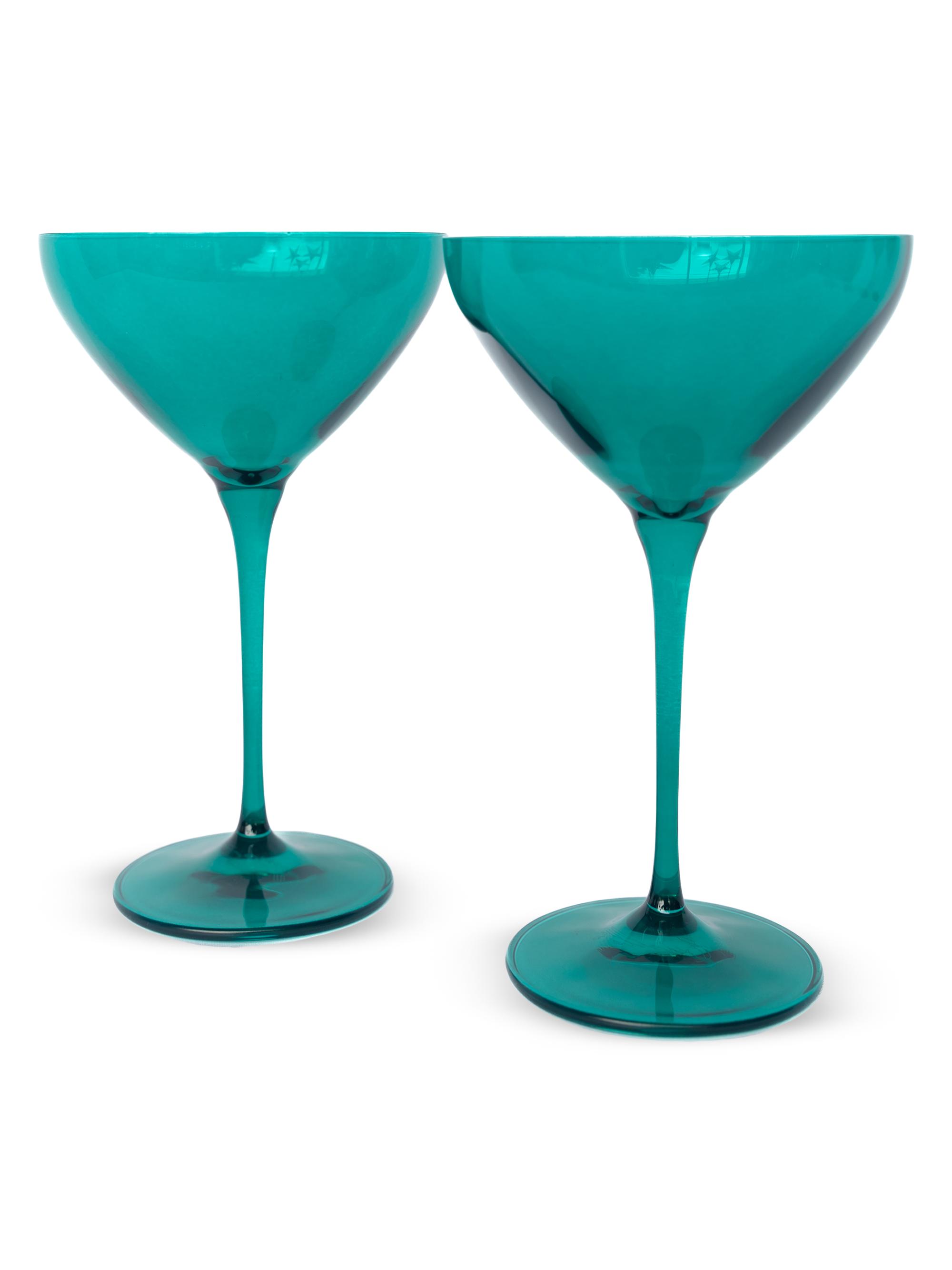 Estelle Colored Glass Estelle Colored 2-Piece Martini Glass Set - Emerald Green