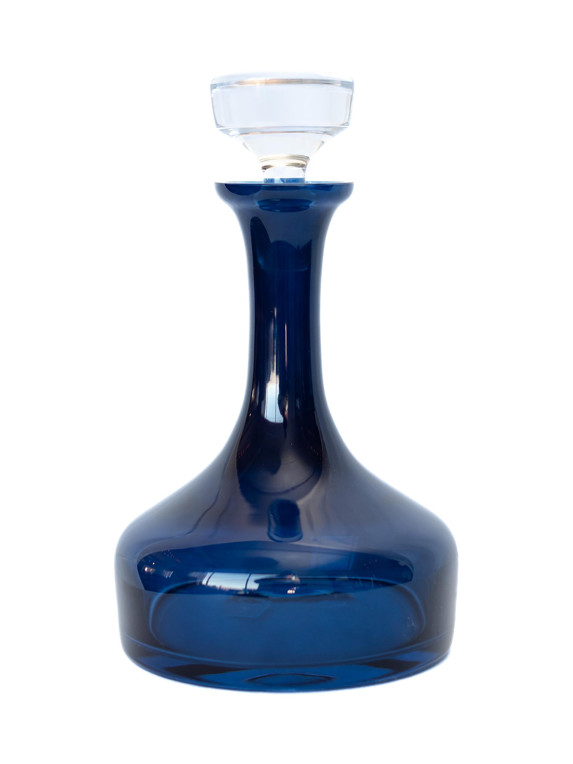 Estelle Colored Glass Tinted Glass Decanter - Midnight Blue