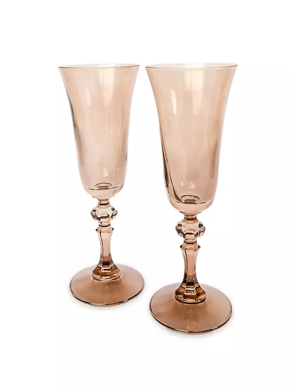 Estelle Colored Glass - Champagne Flutes - Set of 6 Amber Smoke