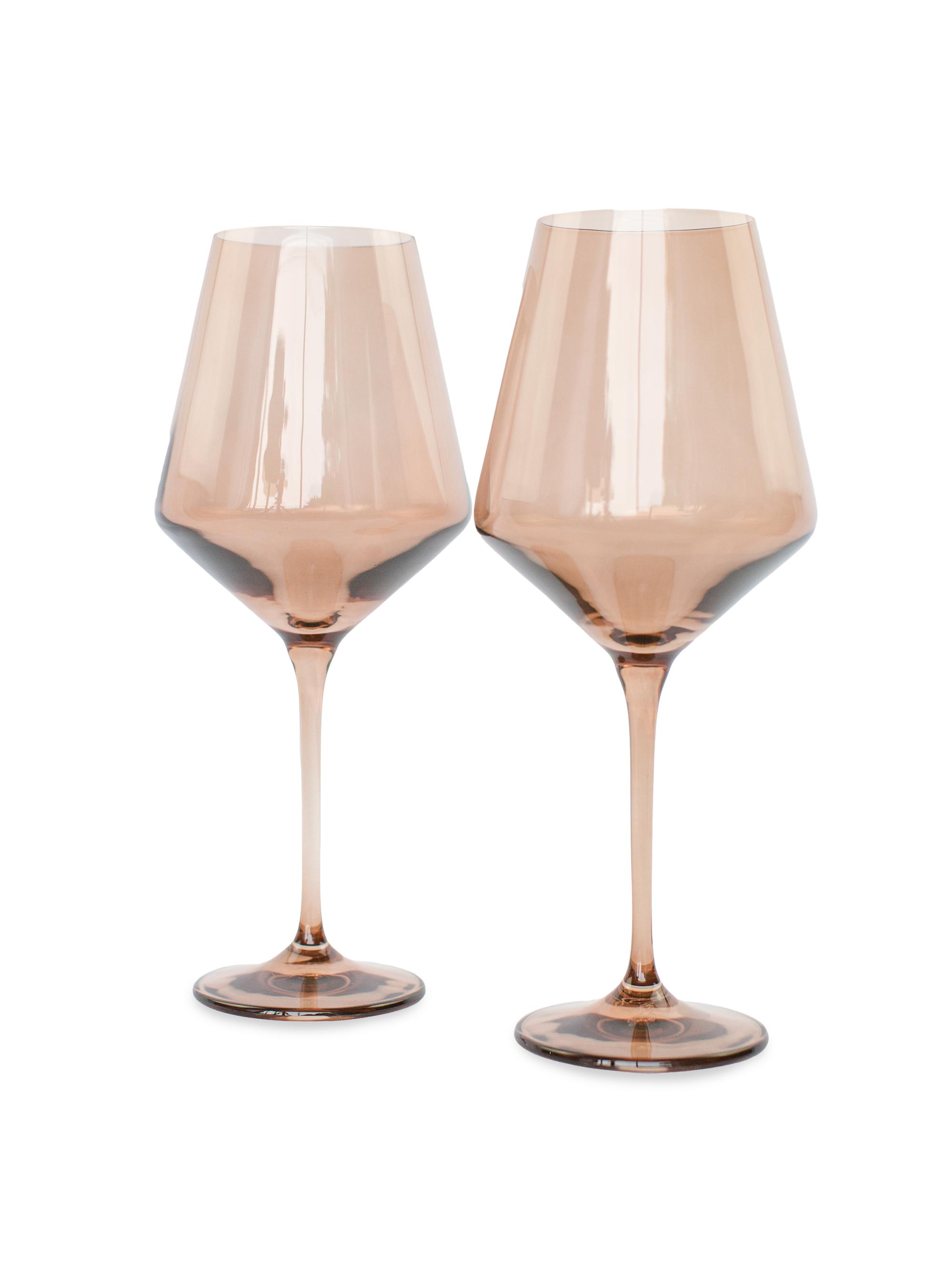 Estelle Colored Glass Hand-Blown Wine Glass 2-Piece Set - Black