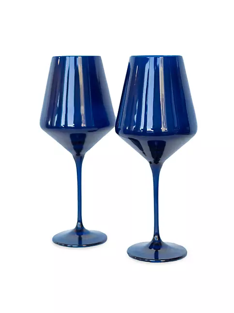 Estelle Colored Glass Hand-Blown Wine Glass 2-Piece Set
