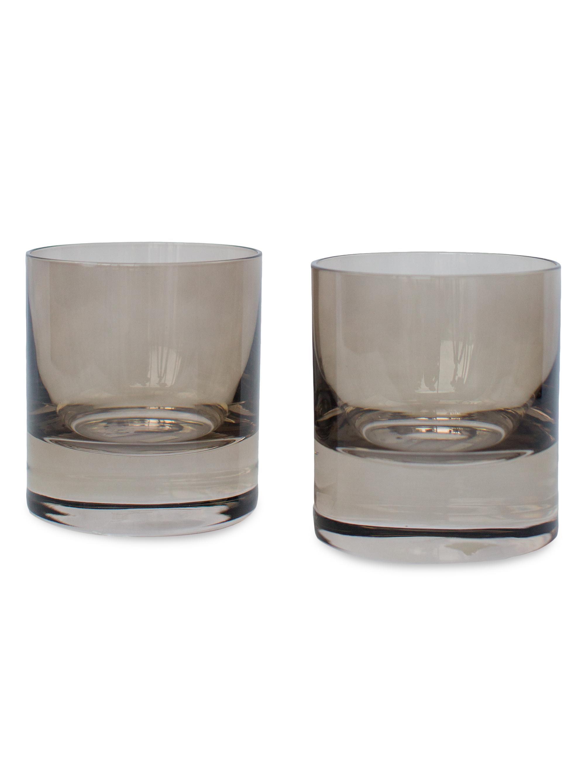 Estelle Colored Glass Tinted Rocks Glasses 2-Piece Set - Gray Smoke