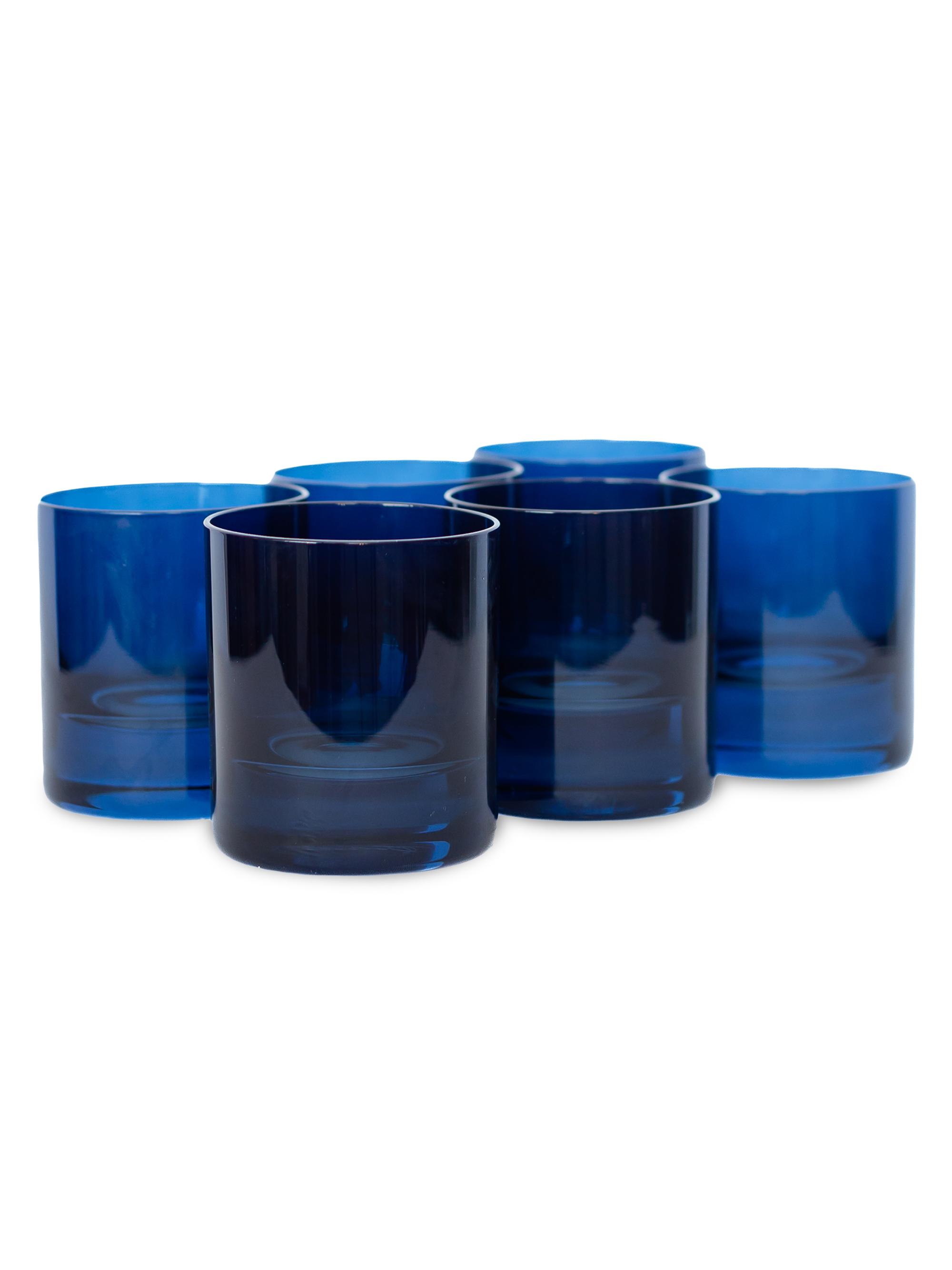 Estelle Colored Glass Tinted Rocks Glasses 6-Piece Set - Midnight Blue