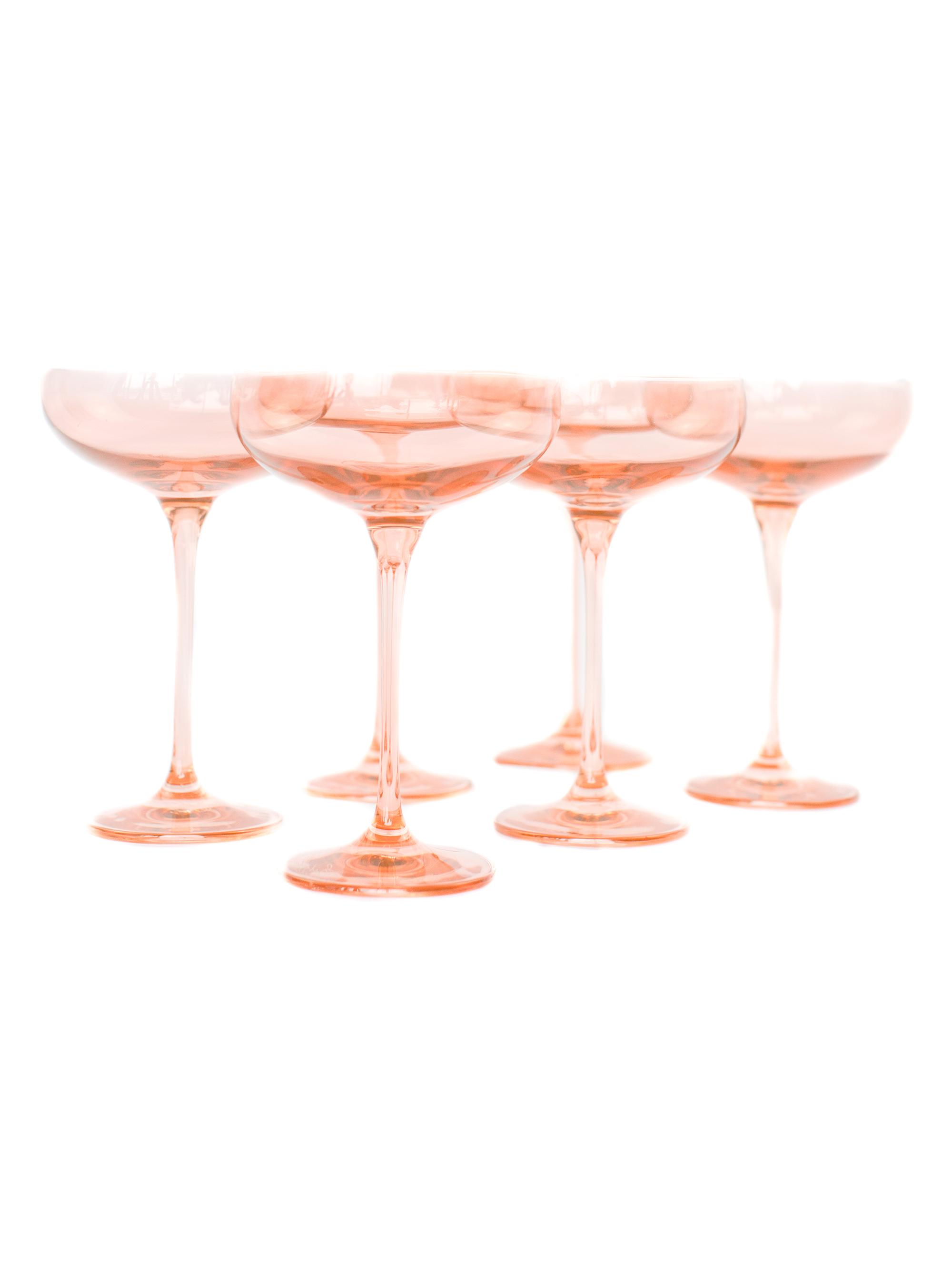 Estelle Colored Glass Tinted Champagne Coupes 6-Piece Set - Fuchsia