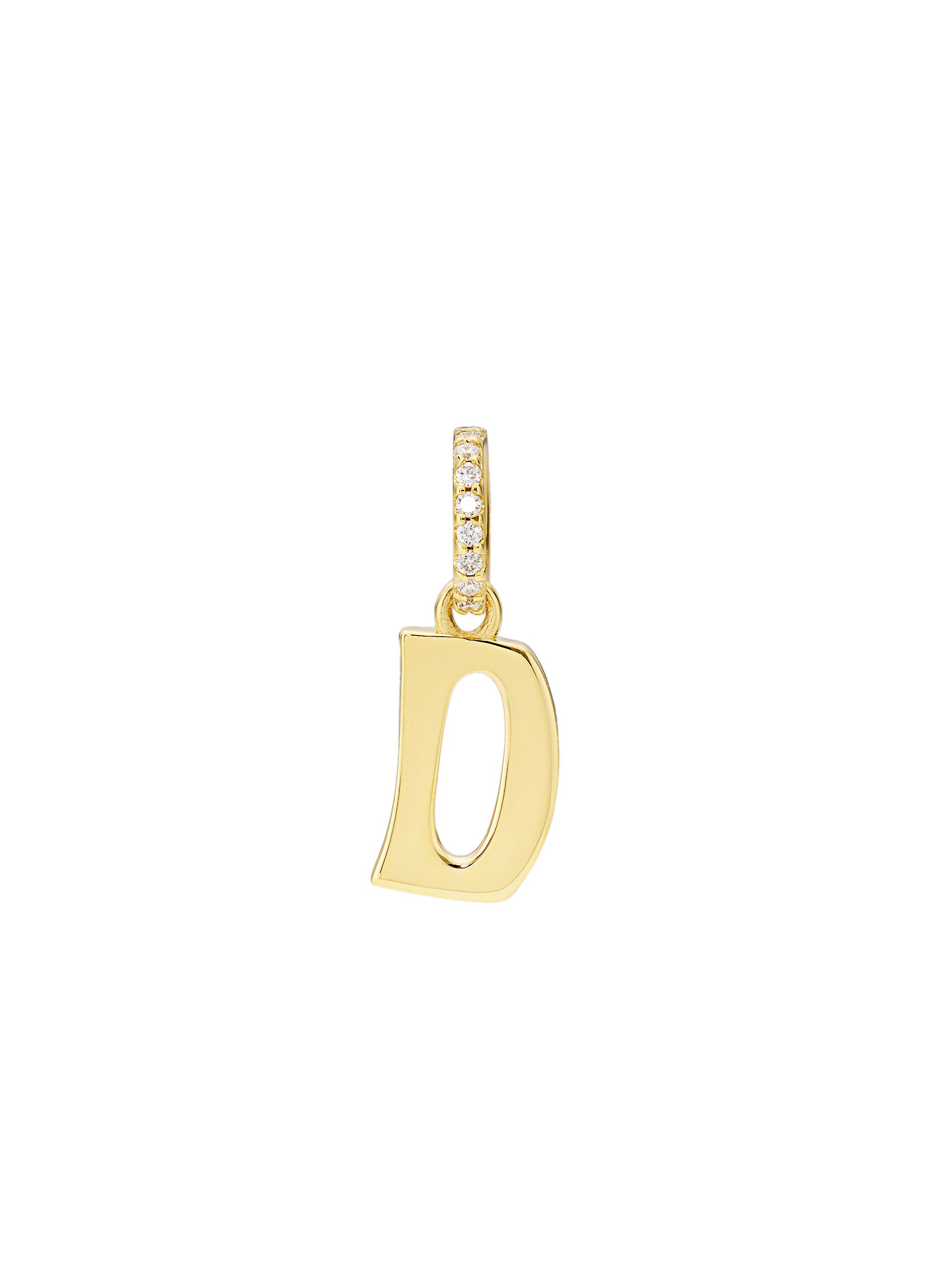 Marlo Laz Women's Alphabet 14K Yellow Gold & 0.045 TCW Diamond Letter Charm - Initial D