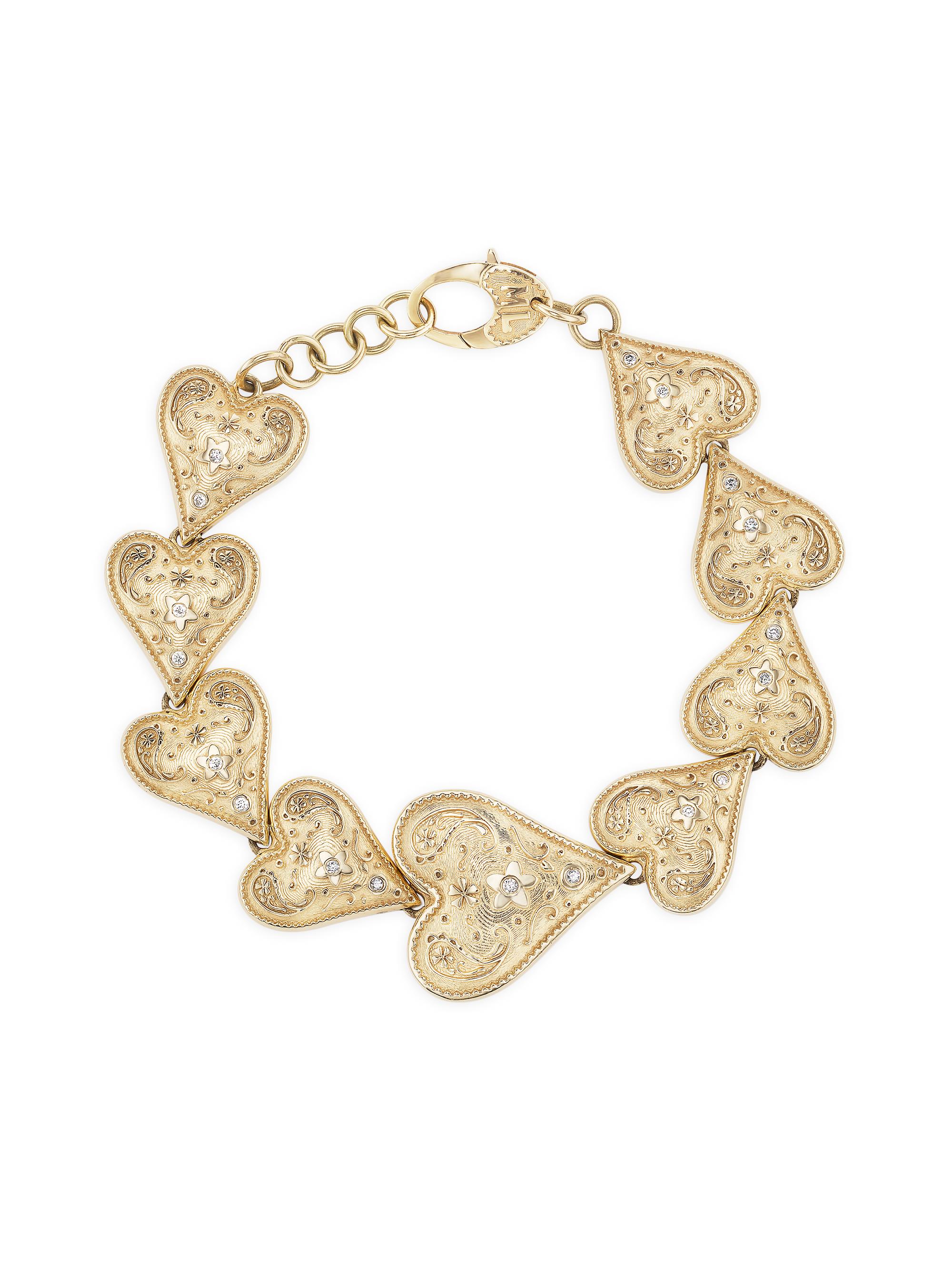 Marlo Laz Women's Desert Rising Southwestern Heart 14K Yellow Gold & 0.34 TCW Diamond Bracelet - Yellow Gold