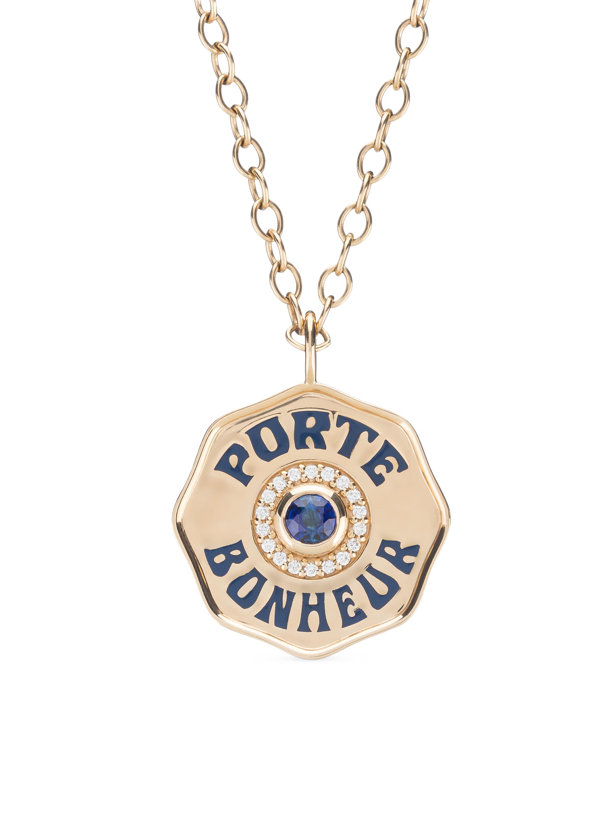 Marlo Laz Women's Je Porte Bonheur 14K Yellow Gold, Blue Sapphire, & 0.18 TCW Diamond  Pendant Necklace - Sapphire