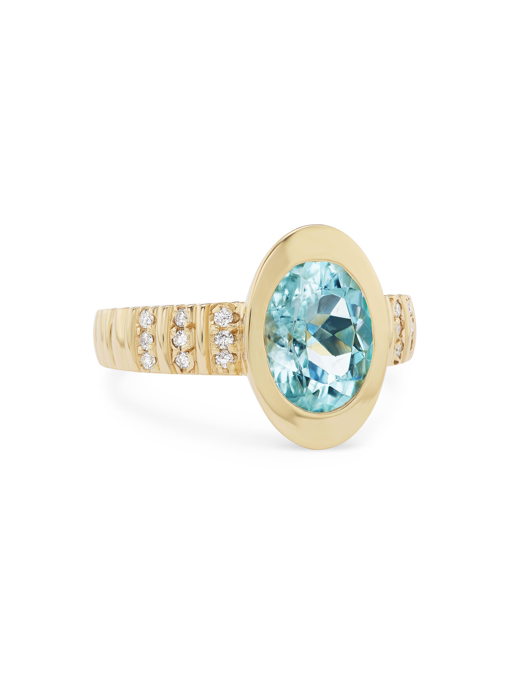 Marlo Laz Women's Minerva Anjuli 14K Yellow Gold, Aquamarine & 2.2 TCW Diamond Ring - Aquamarine