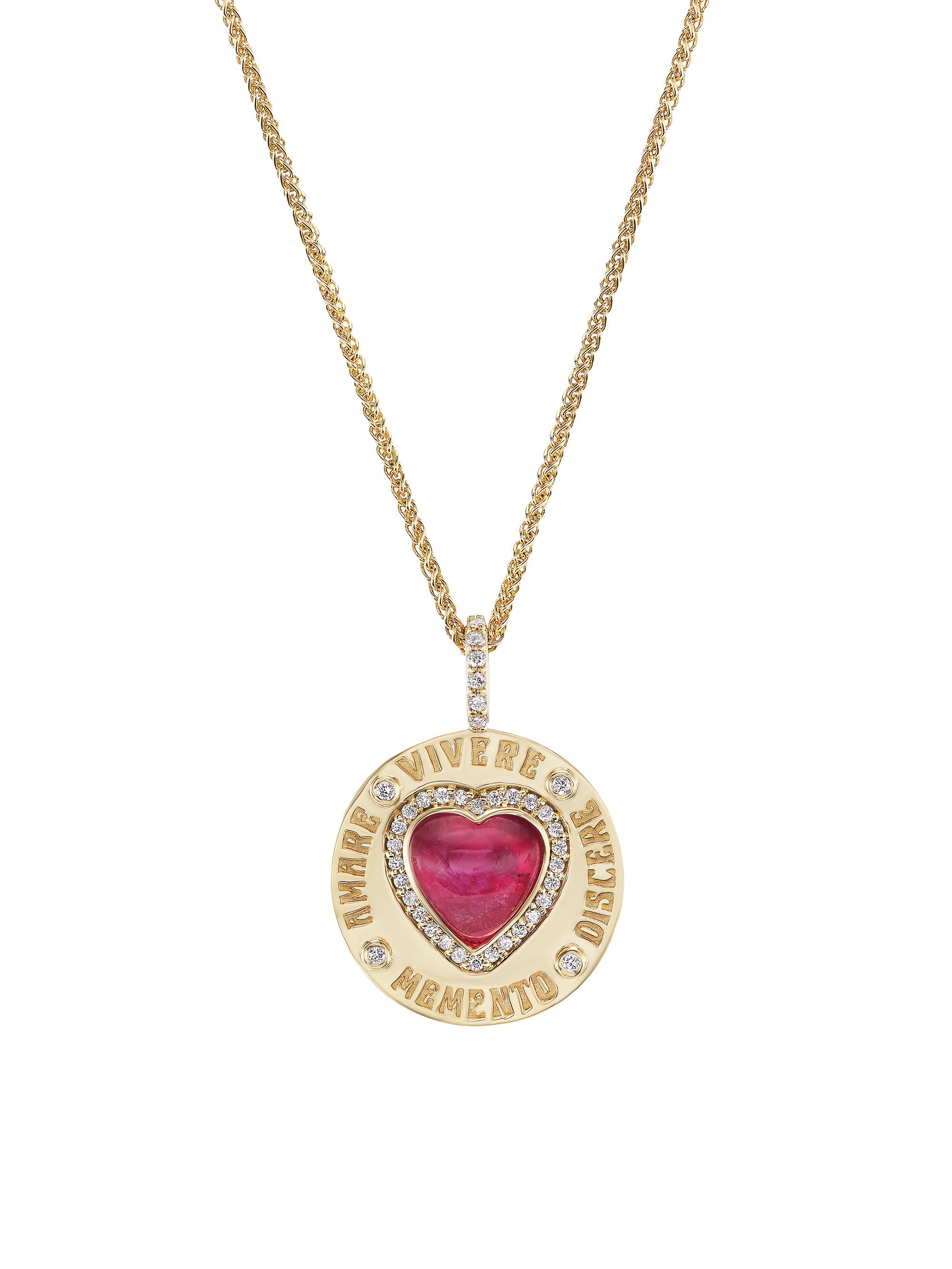 Marlo Laz Women's Agape Greek Love 14K Yellow Gold, Pink Tourmaline, & 0.21 TCW Diamond Mini Pendant Necklace - Pink Torumaline