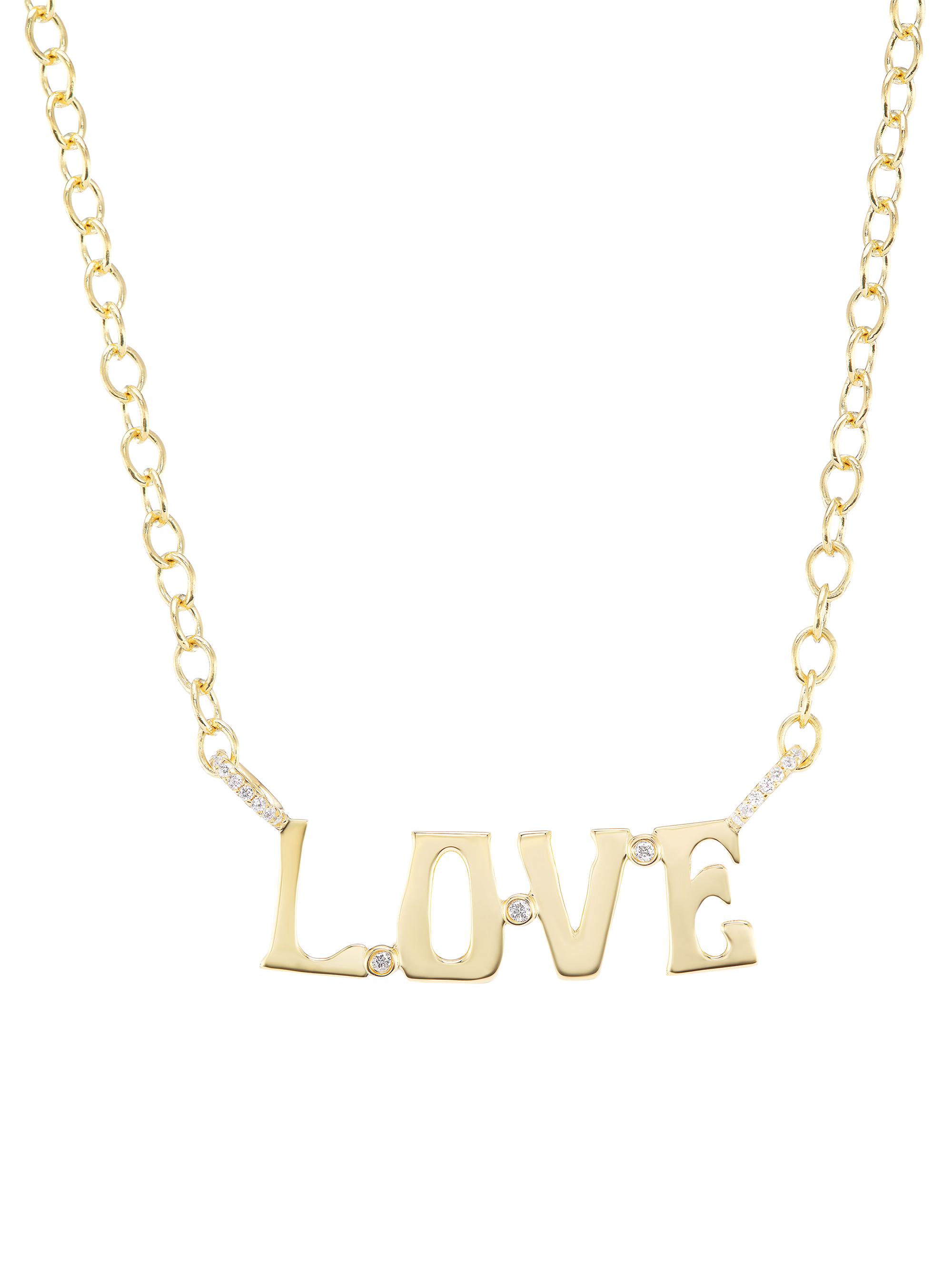 Marlo Laz Women's Alphabet 14K Yellow Gold & 0.135 TCW "Love" Pendant Necklace - Yellow Gold