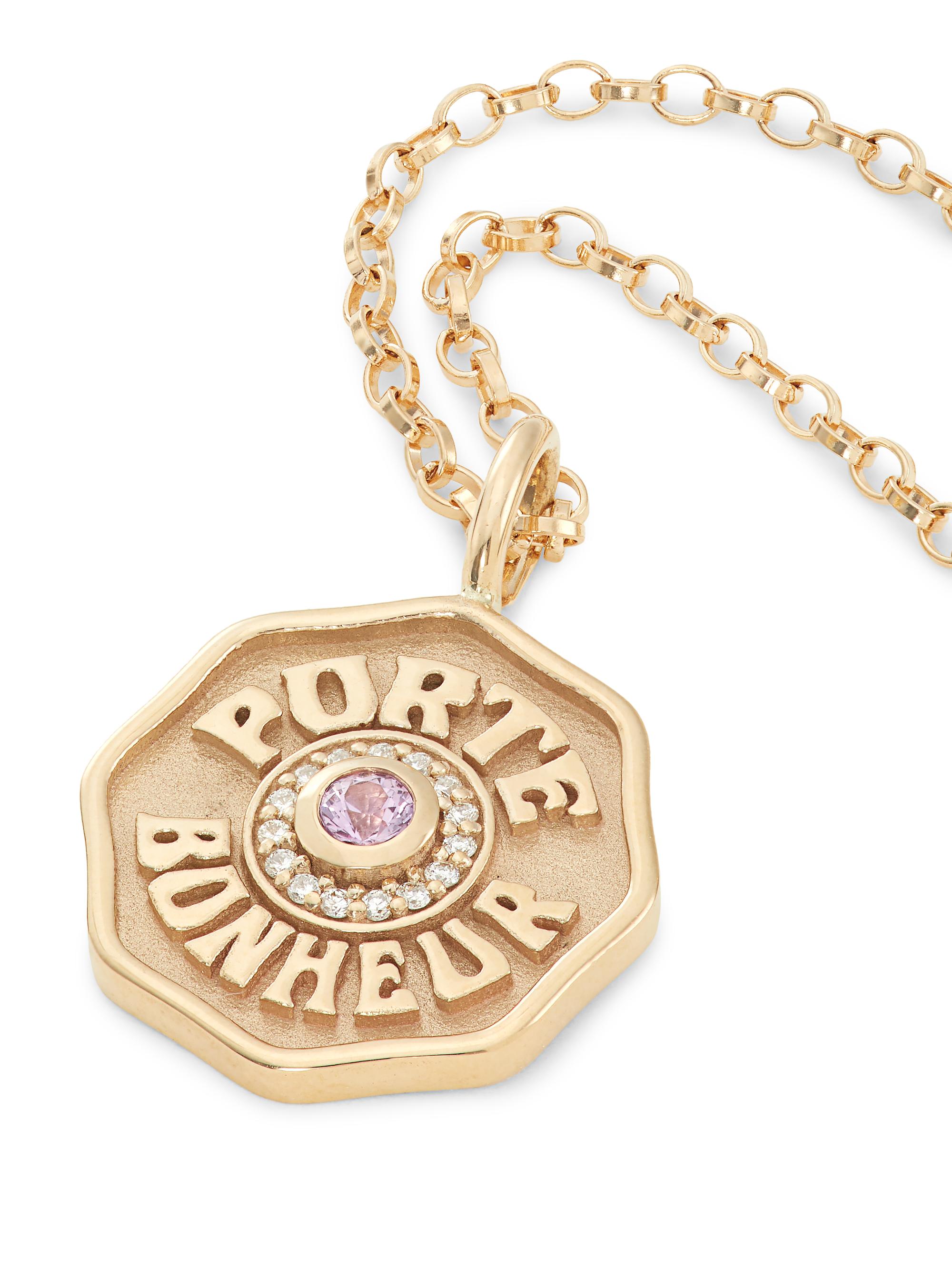 Marlo Laz Je Porte Bonheur 14K Yellow Gold, Pink Sapphire, & 0.15