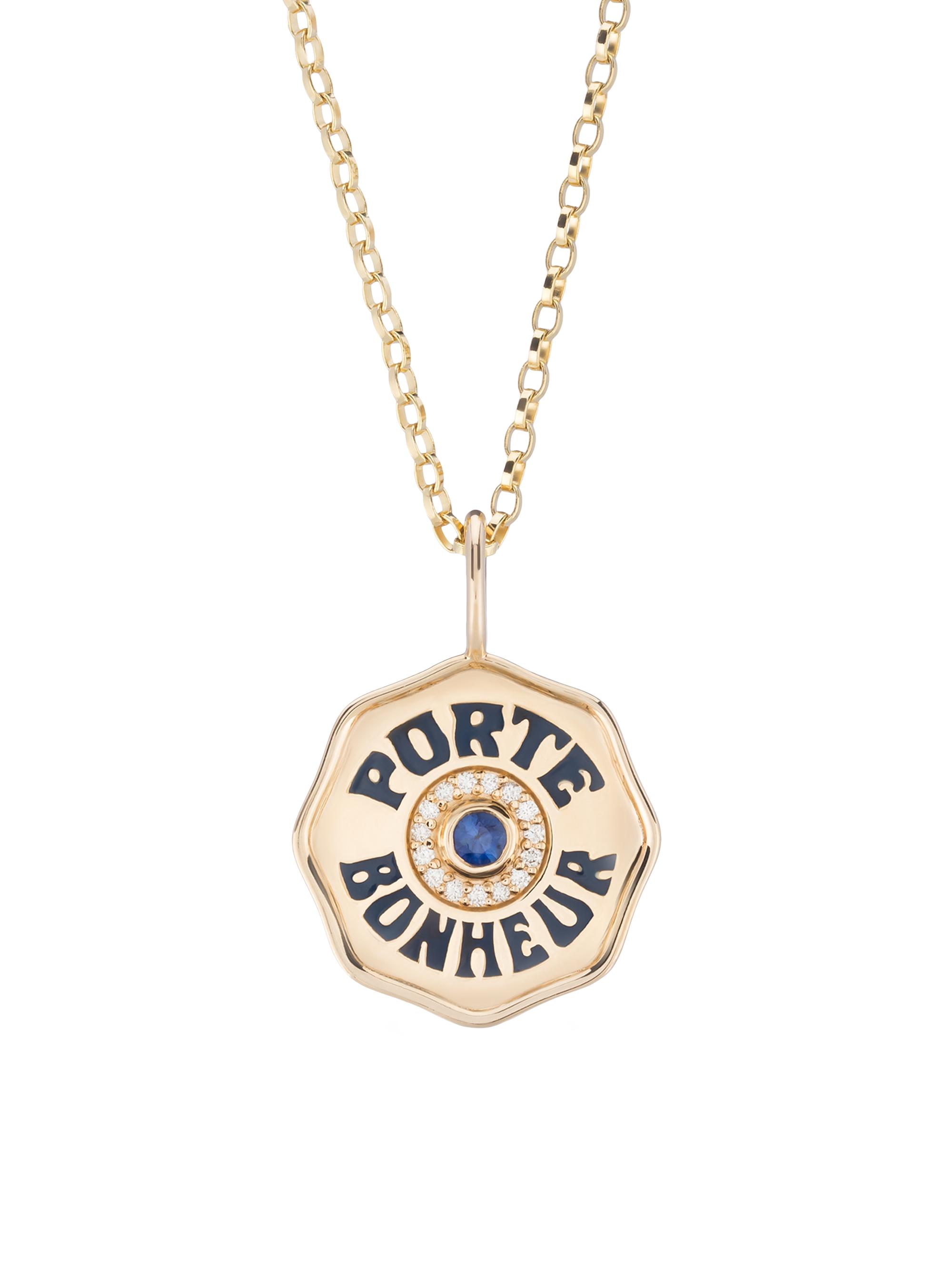 Marlo Laz Women's Je Porte Bonheur 14K Yellow Gold, Blue Sapphire, & 0.15 TCW Diamond Mini Pendant Necklace - Sapphire