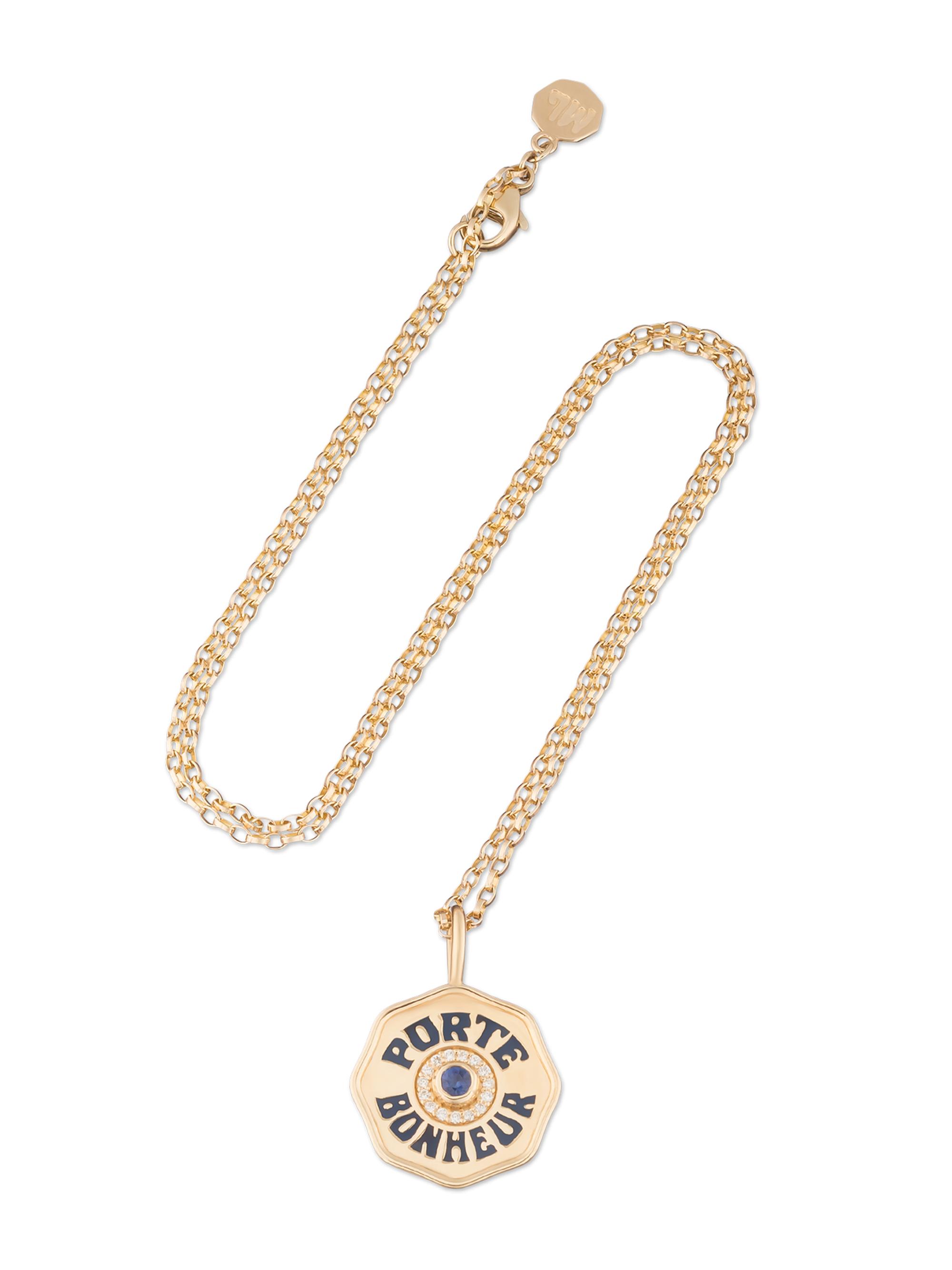Marlo Laz Je Porte Bonheur 14K Yellow Gold, Blue Sapphire, & 0.15