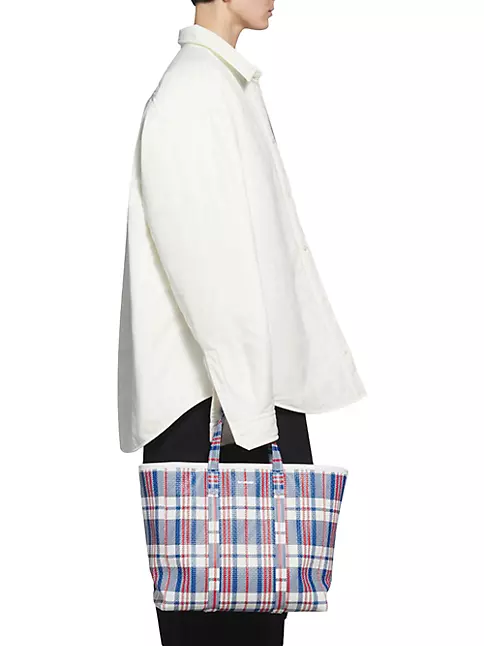 Paris Zipper Tote Bag Gingham Checkered Linen