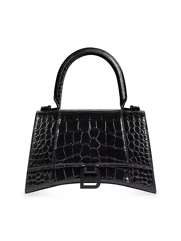 Shop Balenciaga Hourglass Small Handbag Crocodile Embossed