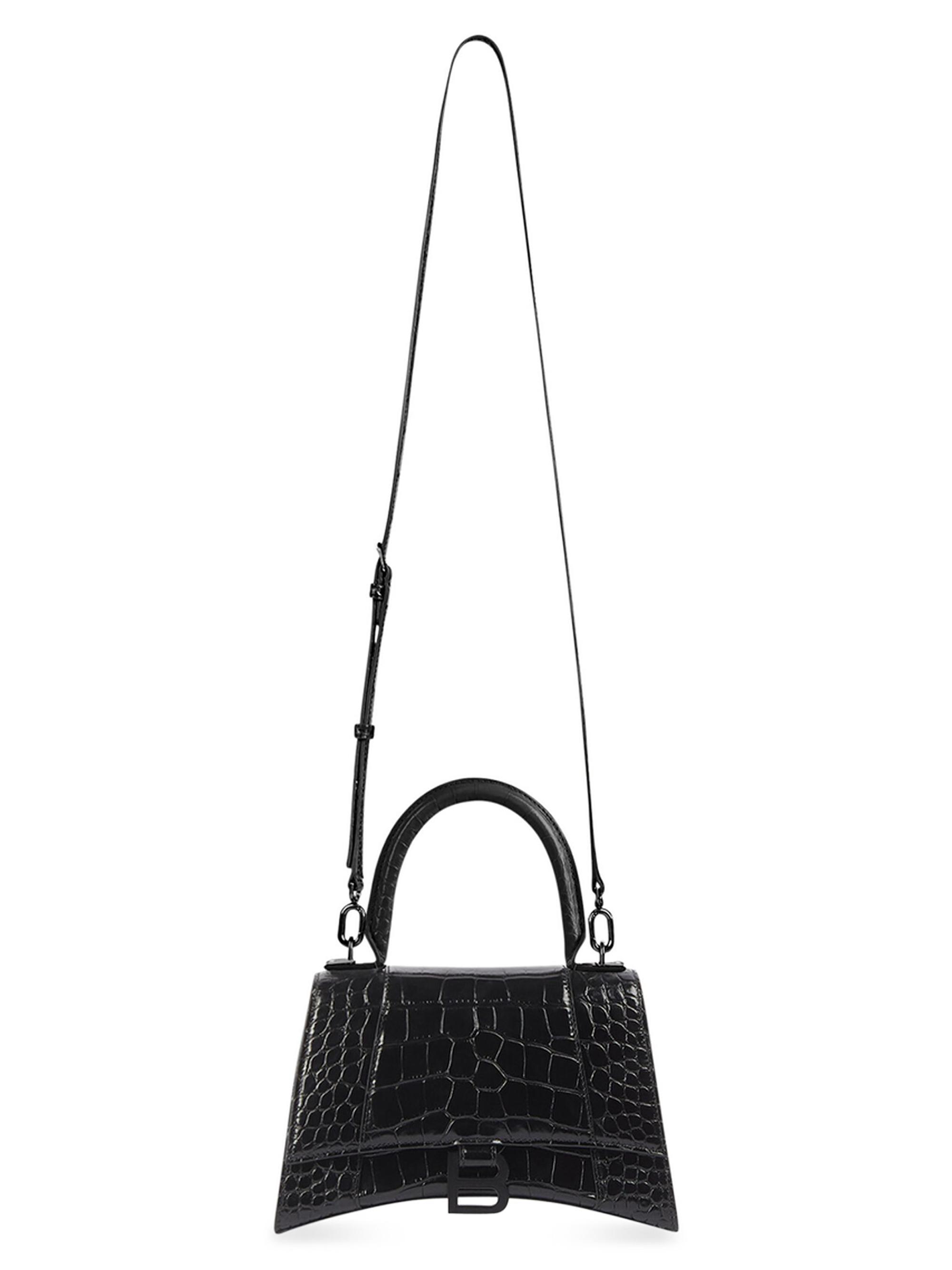 Balenciaga Hourglass Small Handbag Crocodile Embossed | Saks