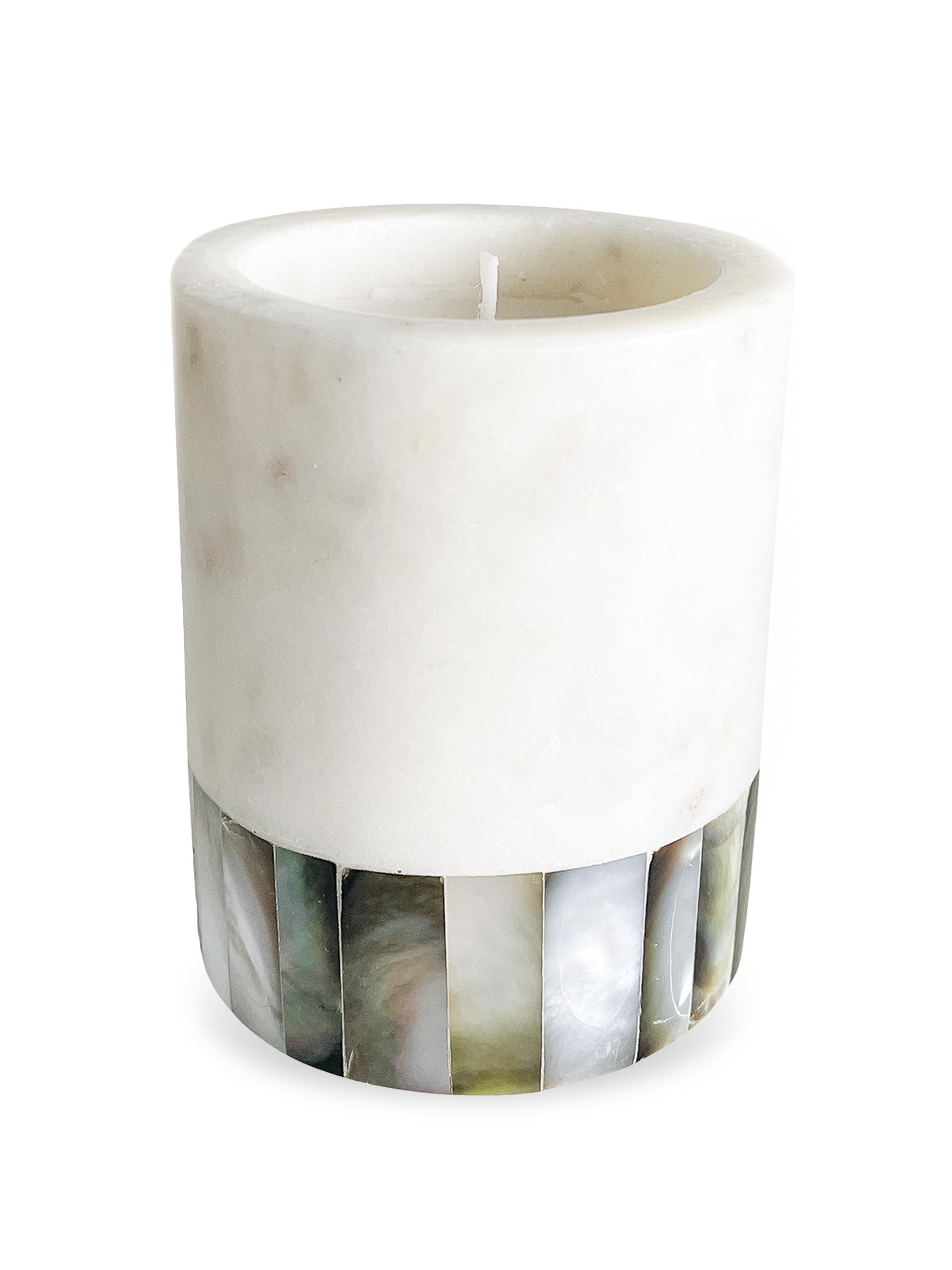 Anaya Mother-Of-Pearl Marble Lavender Candle - Grey