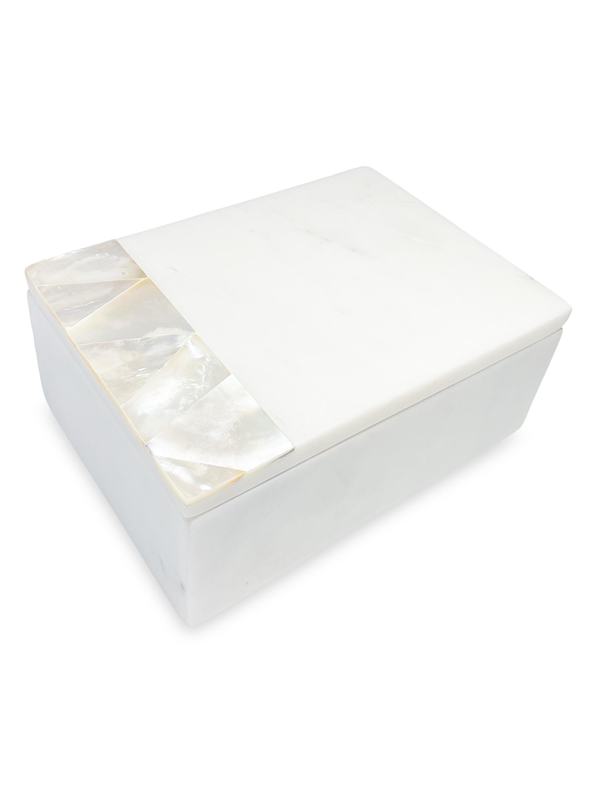 Anaya Mother-Of-Pearl Marble Decor Box - White Small