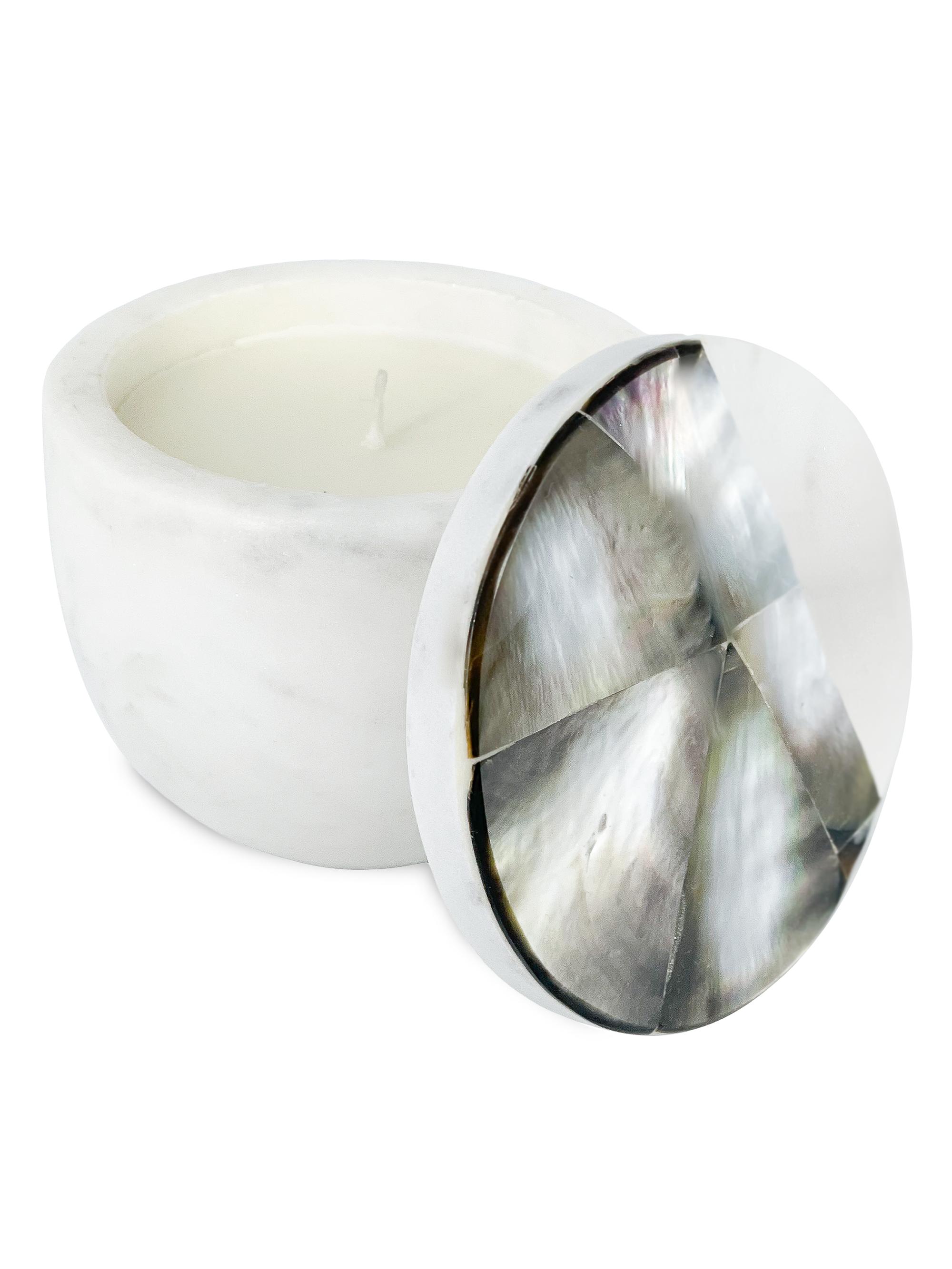 Anaya Mother-Of-Pearl Marble Lavender Candle - Grey