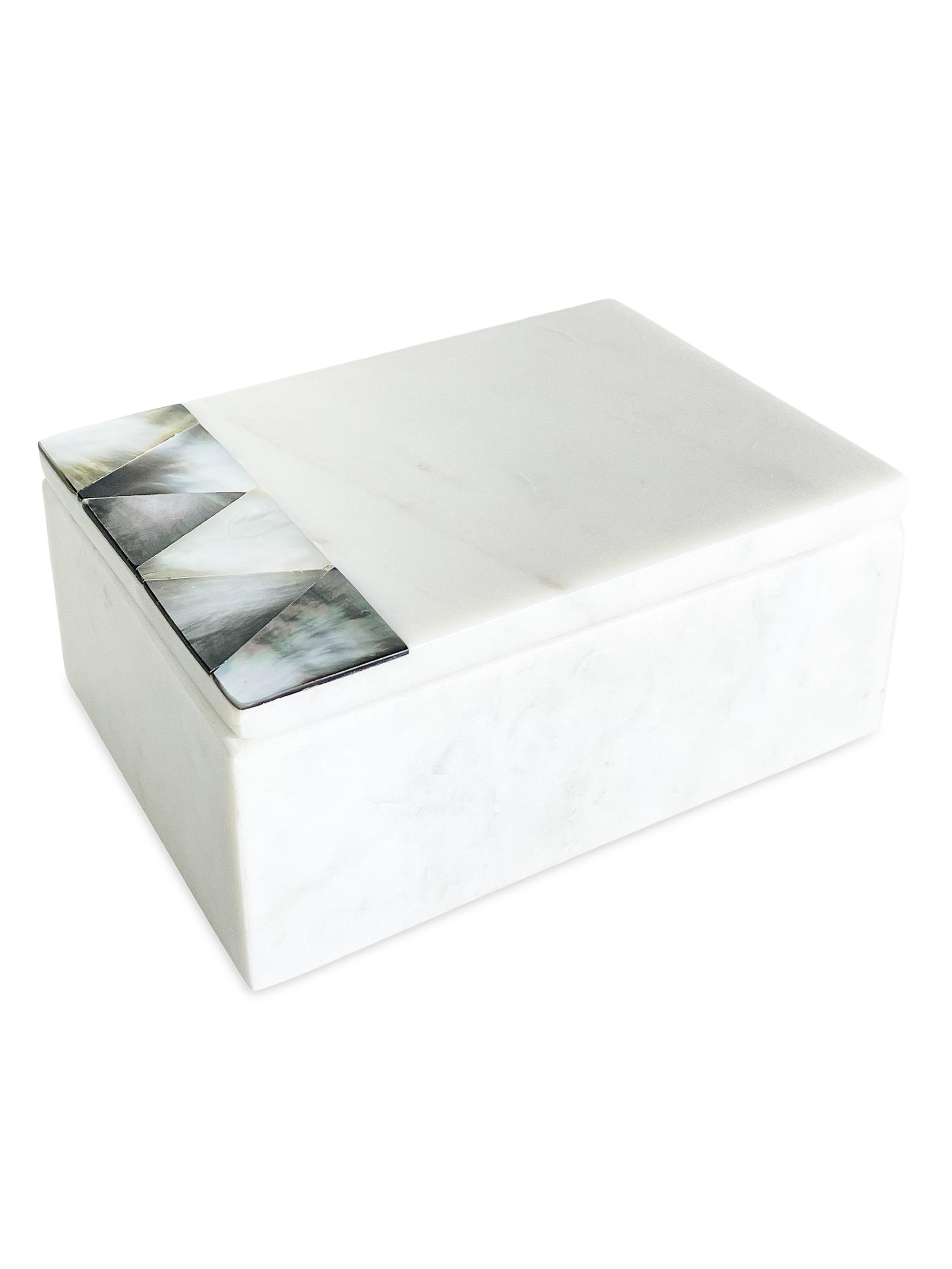Anaya Mother-Of-Pearl Marble Decor Box - Grey Large
