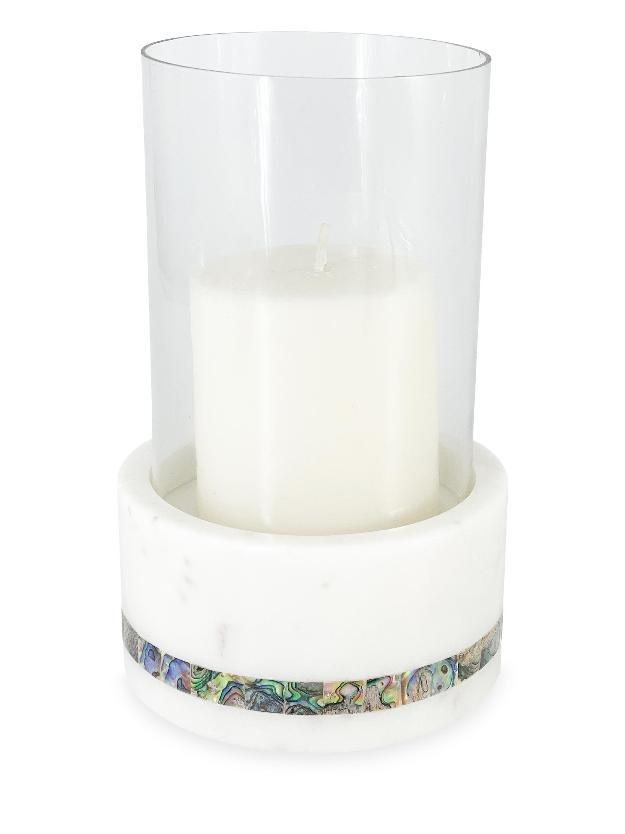 Anaya Mother-Of-Pearl Marble Hurricane Candle Holder