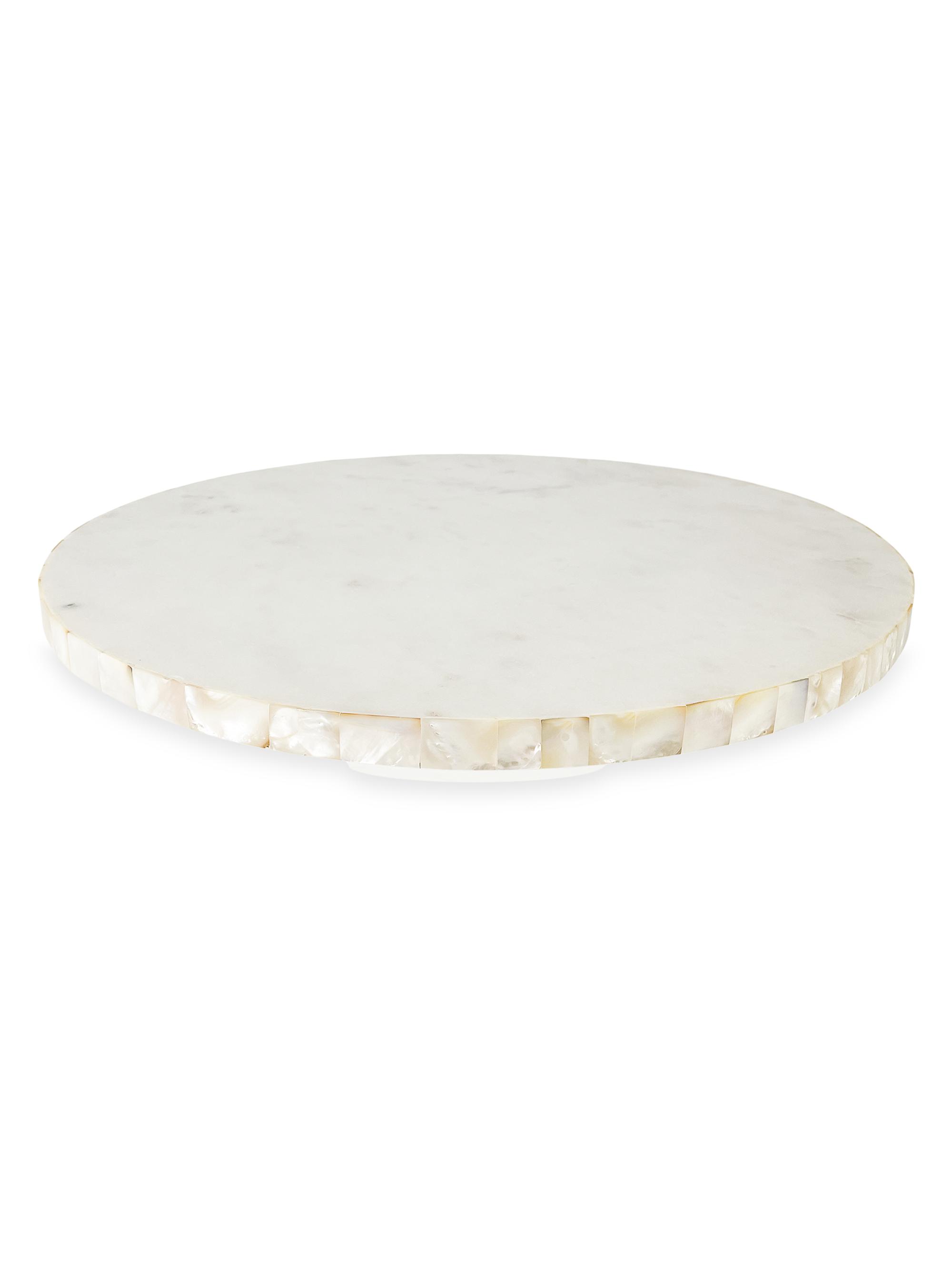Anaya Mother-Of-Pearl Marble Lazy Susan - White