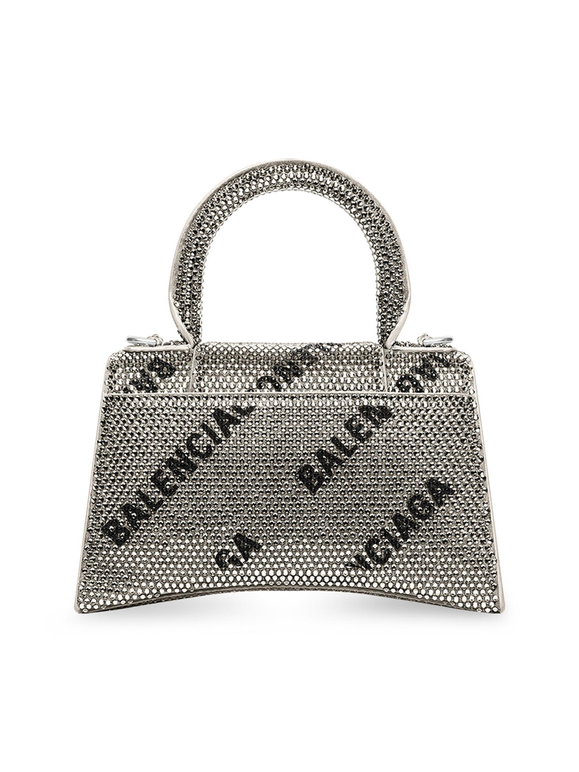 Balenciaga Hourglass XS Handbag With Chain And Allover Logo