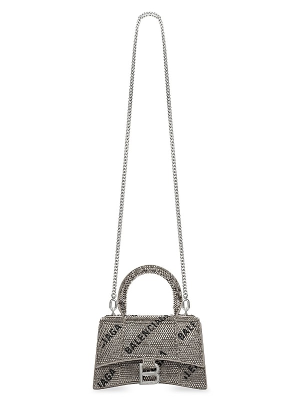 Shop Balenciaga Hourglass XS Handbag With Chain And Allover Shop Balenciaga Hourglass XS Handbag With Chain And Allover