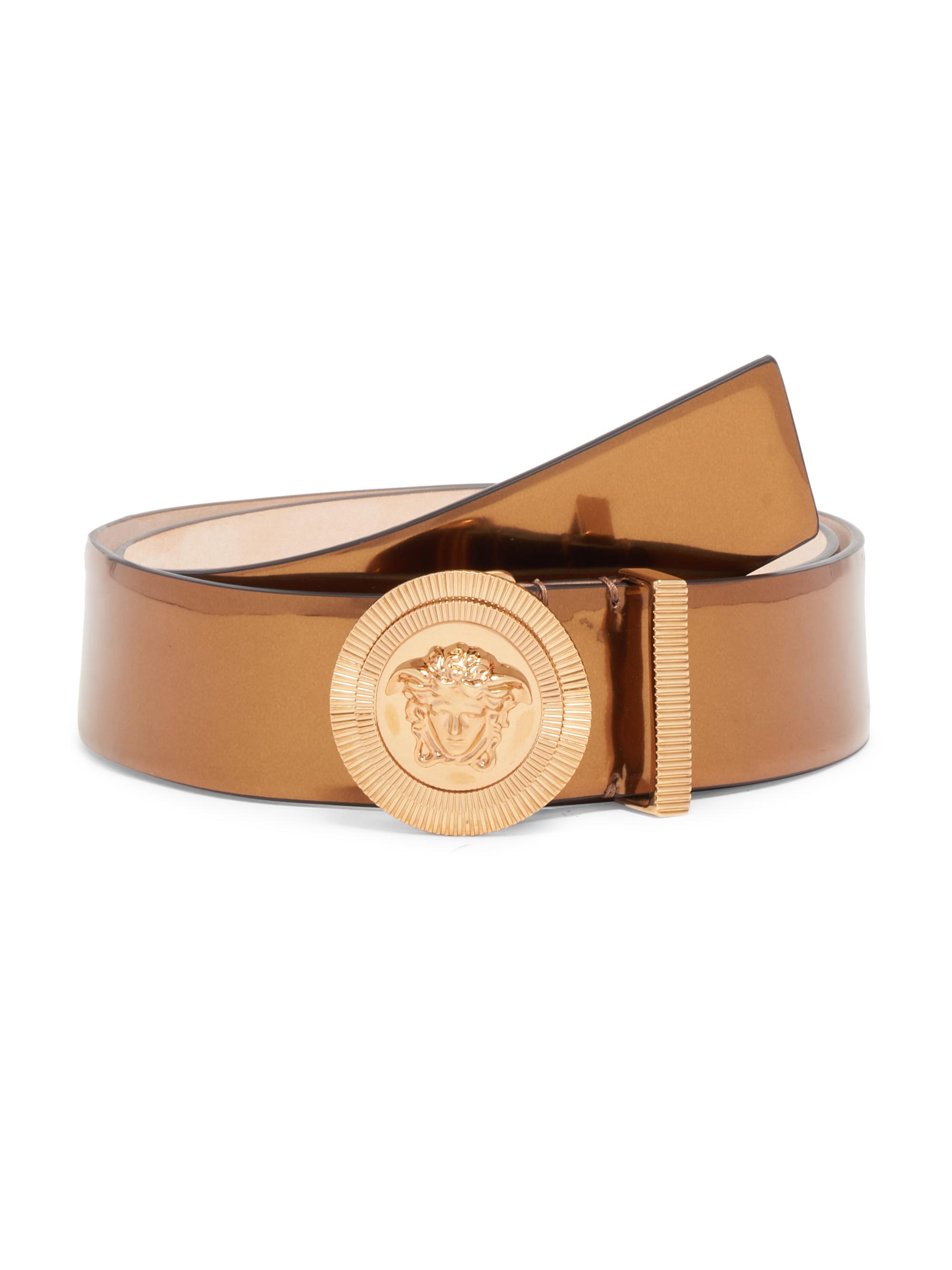 Versace Men's Medusa Buckle Belt - Copper Gold