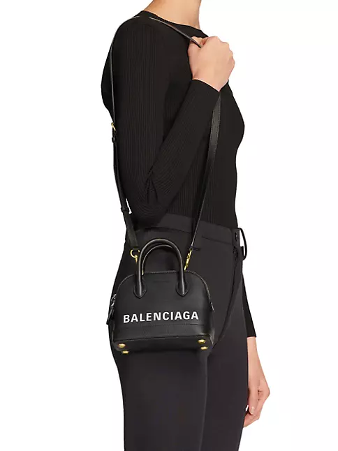 Balenciaga Ville Top Handle XXS Black/White in Calfskin Leather