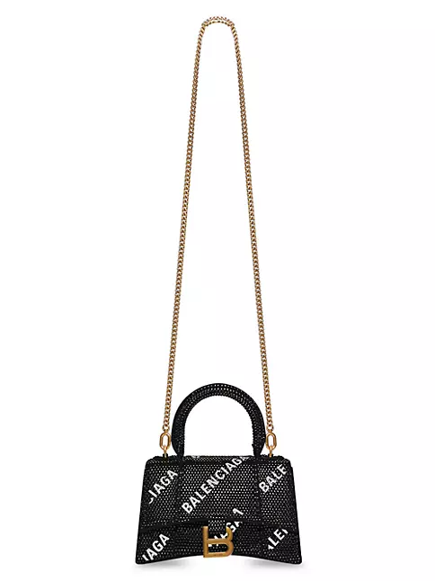 Shop BALENCIAGA Women's hourglass mini top handle bag with chain