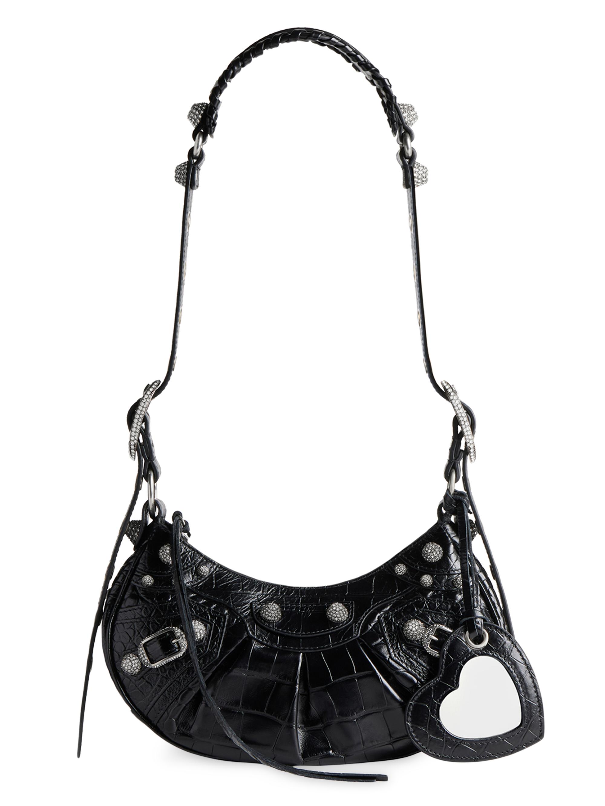 Balenciaga Le Cagole XS Shoulder Bag Crocodile Embossed With