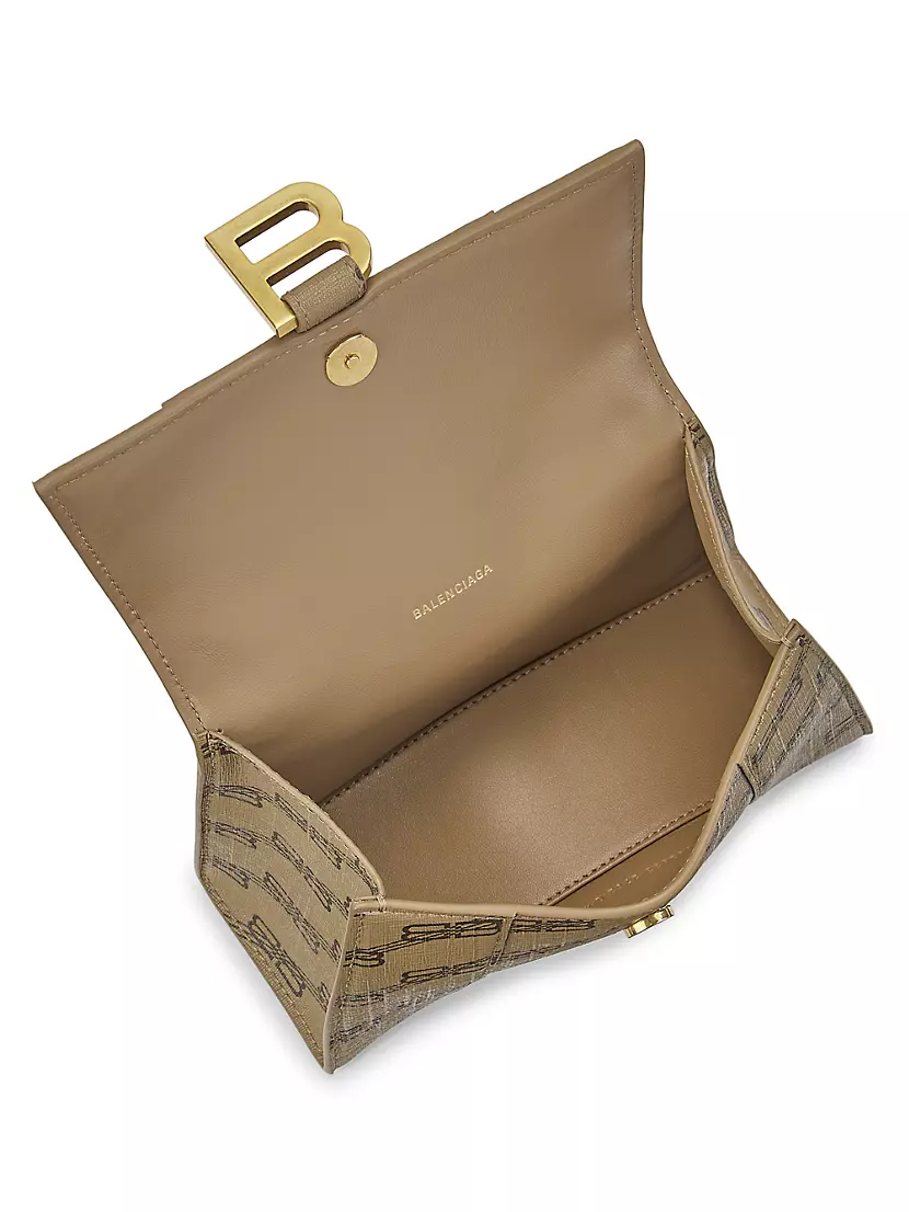 Balenciaga Hourglass Top Handle Bag Allover Logo Monogram Coated