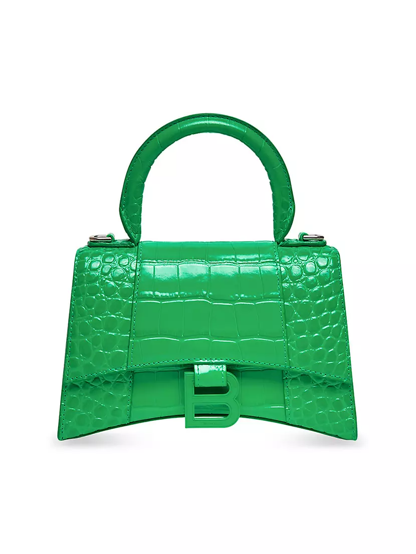 Shop Balenciaga Hourglass XS Handbag Crocodile Embossed 