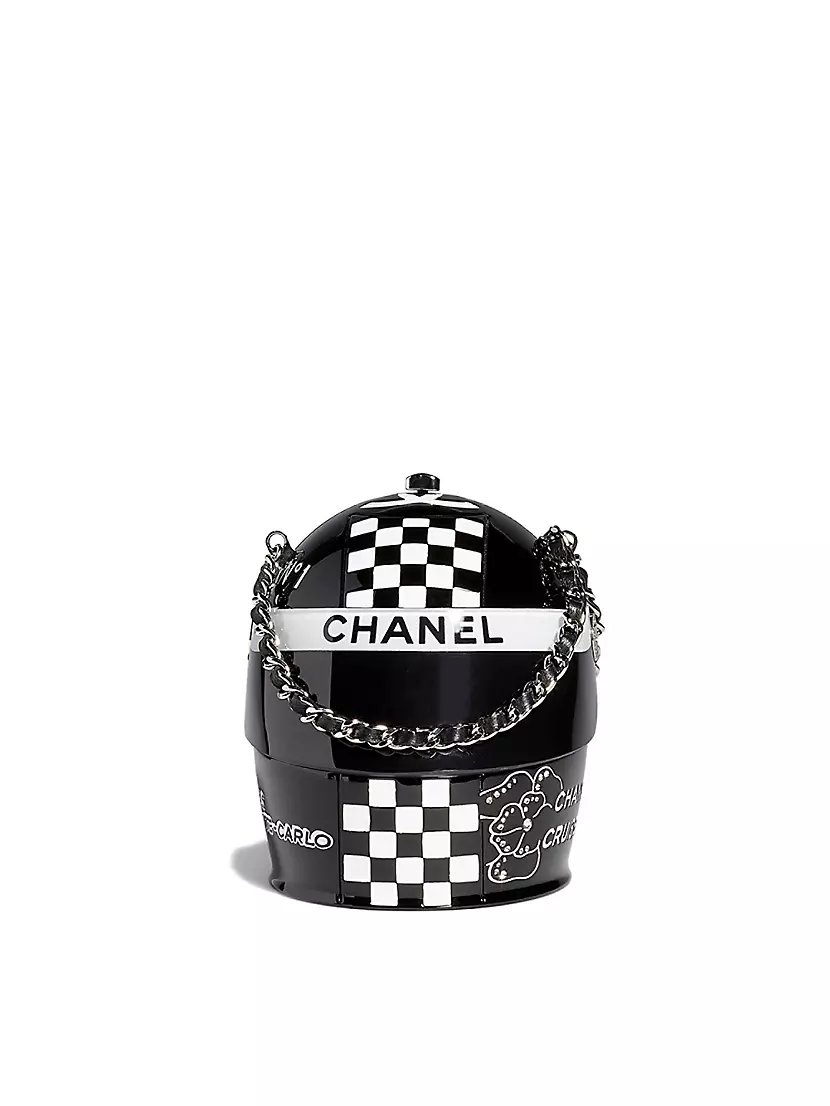 At Auction: CHANEL - Helmet Bag Minauderie Chain Bag Black / White Resin  BRAND NE