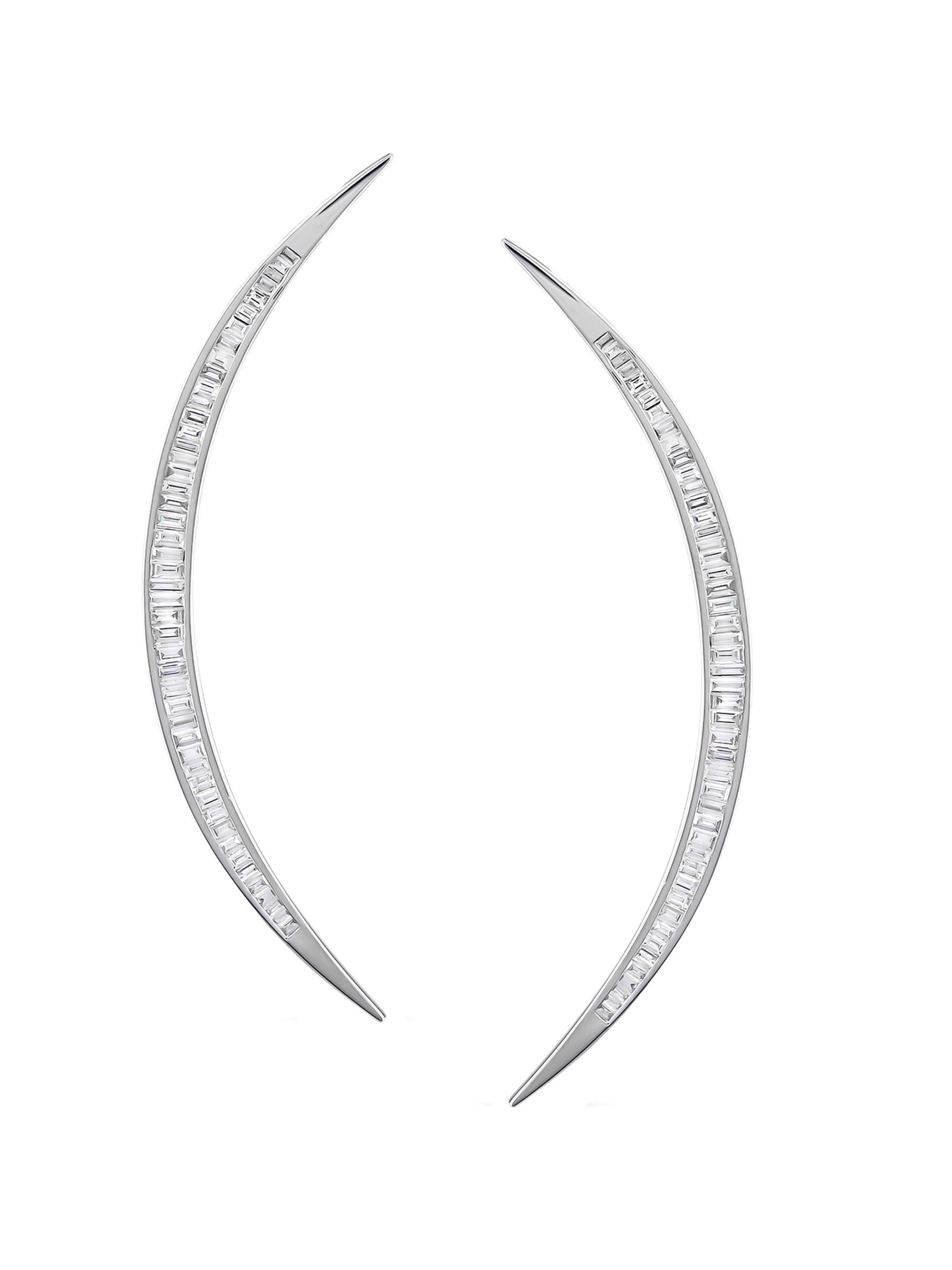 Bee Goddess Women's Star Light Crescent 18K White Gold & 1.95 TCW Diamond Drop Earrings - White Gold
