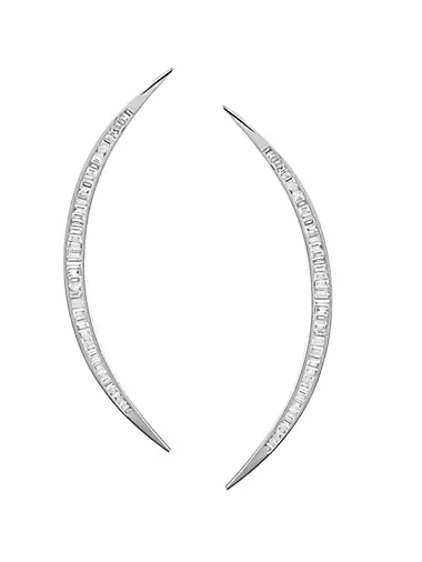 Star Light Crescent 18K White Gold & 1.95 TCW Diamond Drop Earrings