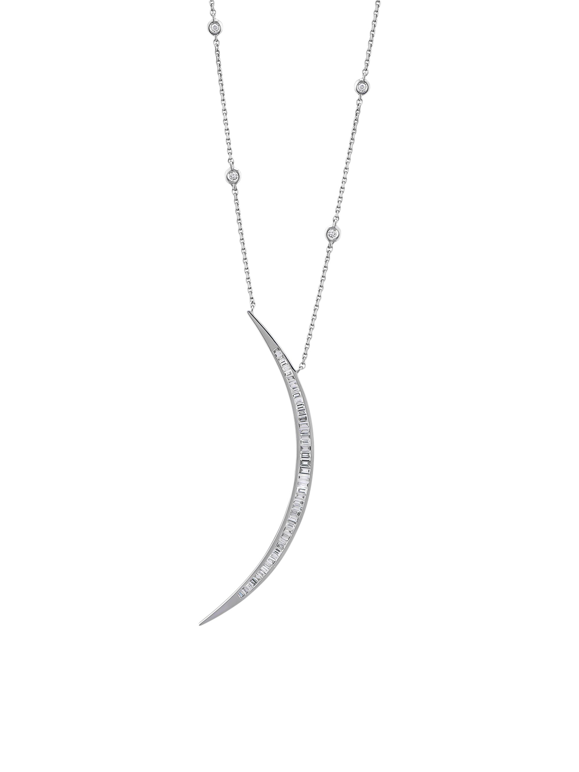 Bee Goddess Women's Star Light Crescent 18K White Gold & 1.17 TCW Diamond Pendant Necklace - White Gold