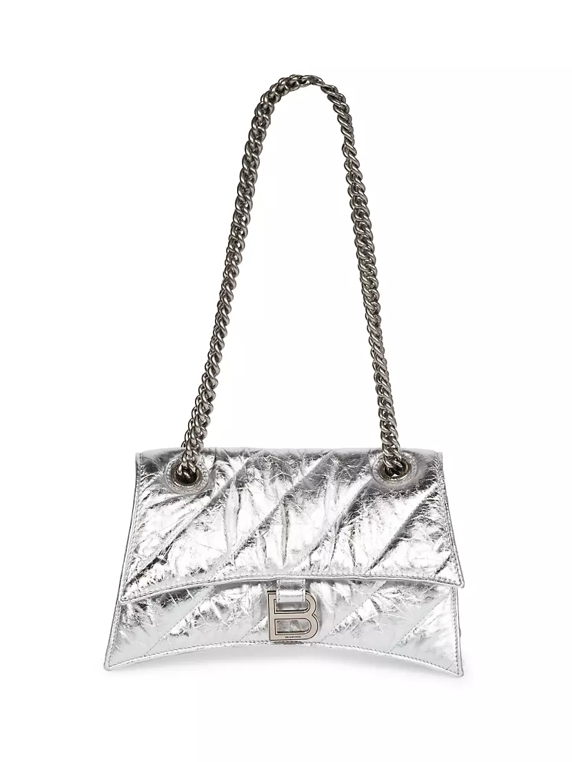 Balenciaga Crush Chain-Strap Shoulder Bag - Silver