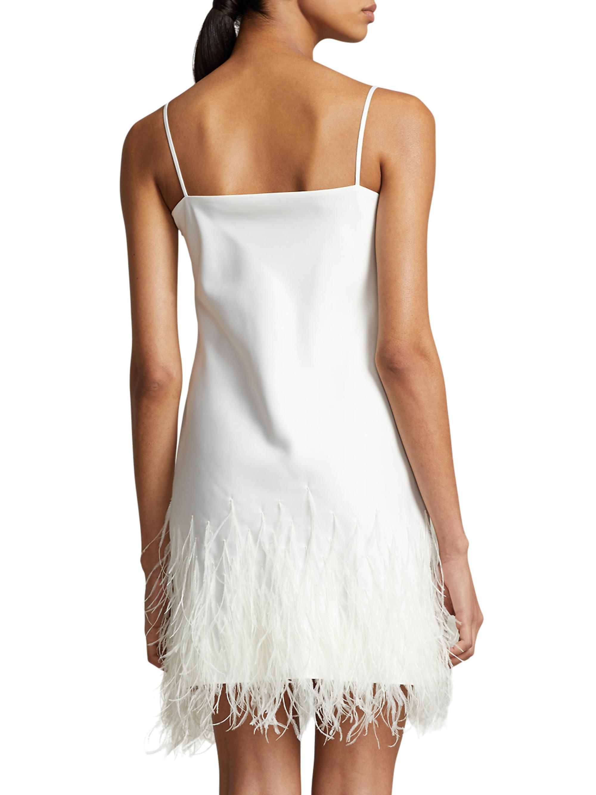 Polo Ralph Lauren Feather-Trim Satin Cocktail Dress
