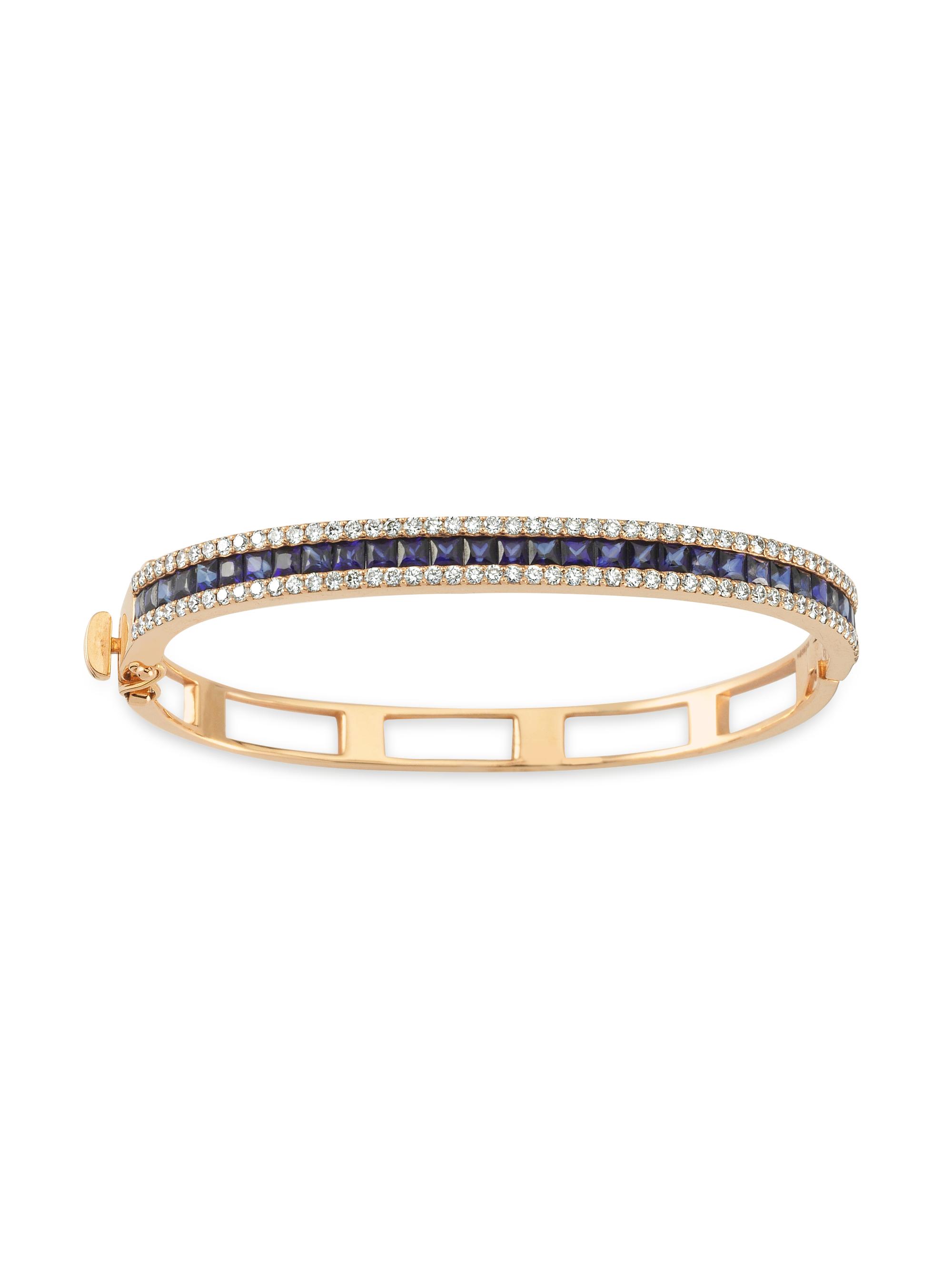 Bee Goddess Women's 18K Yellow Gold, 1.06 TCW Diamond & Sapphire Mondrian Bracelet - Rose Gold